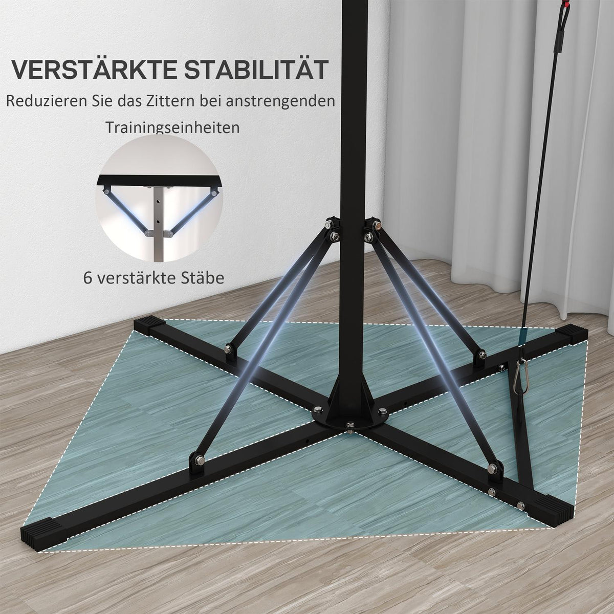 Punching bag stand, height adjustable, free-standing punching bag holder with speedball, load capacity up to 60 kg, steel, black