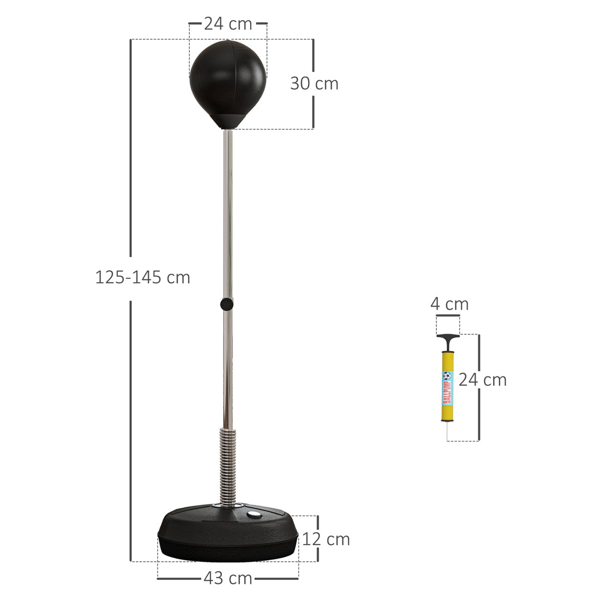 Punching ball set, standing box training set, 125/131/138/145cm height adjustable, with 1 pair of gloves, 1 pump, for professionals, beginners