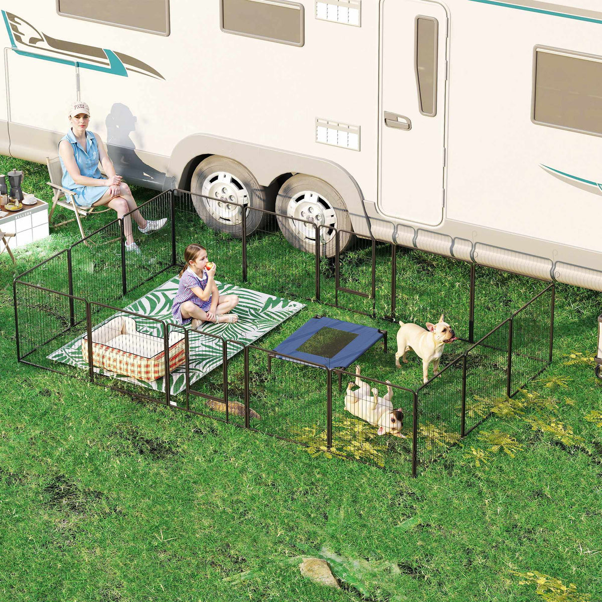 Puppy Playpen, 16 Panels, Foldable with Door, 3.2m x 3.2m
