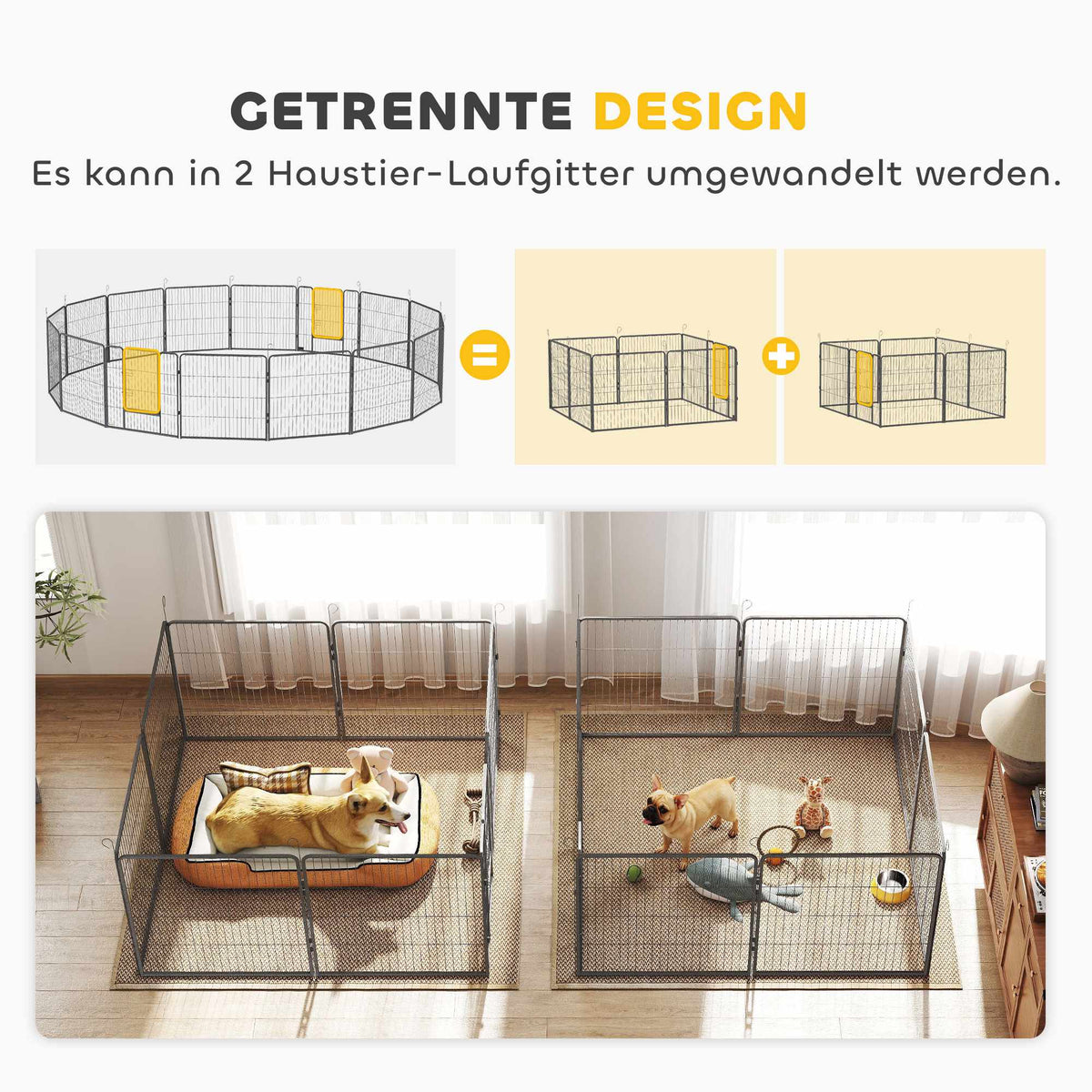 Puppy Playpen, 16 Panels, Foldable with Door, 3.2m x 3.2m