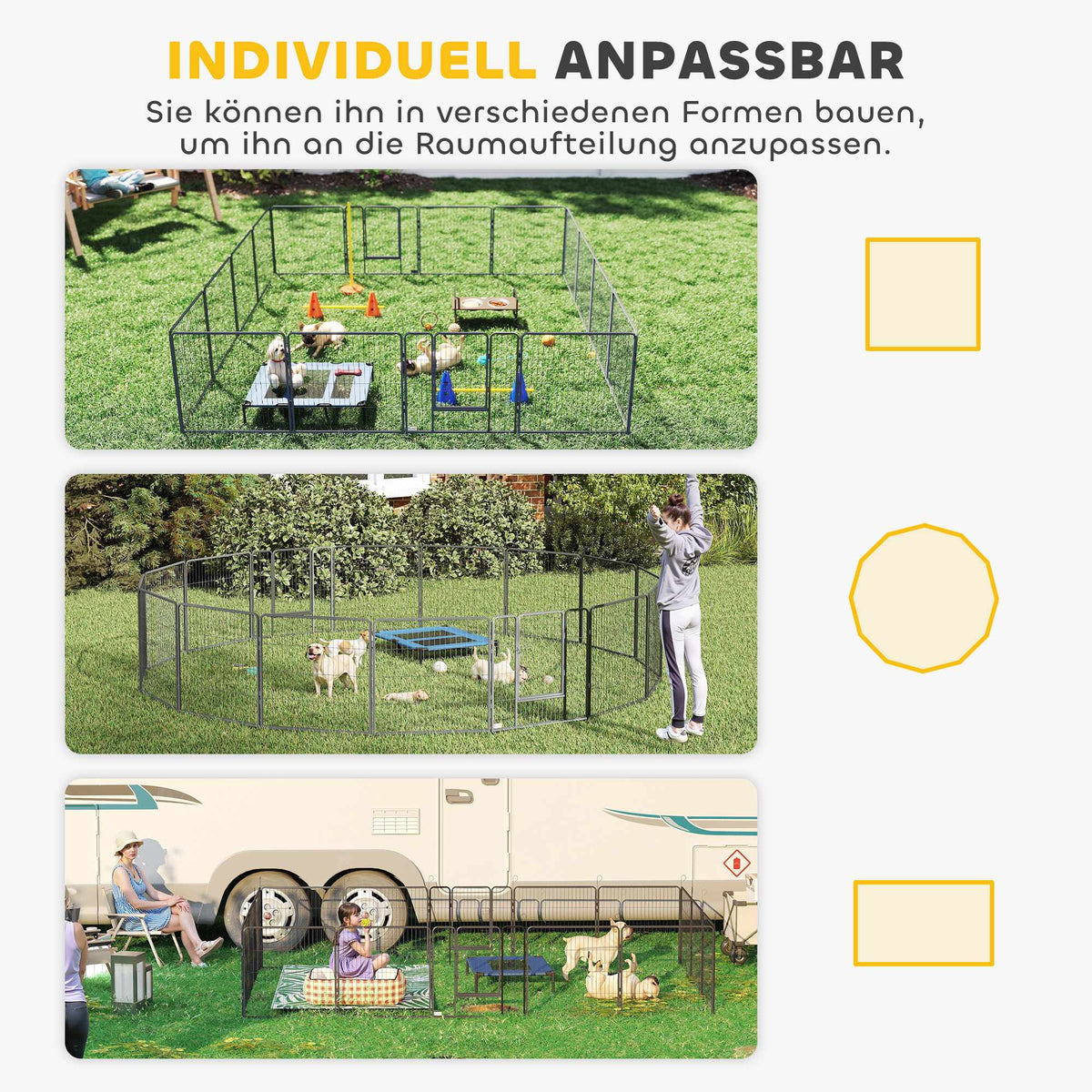 Puppy Playpen, 16 Panels, Foldable with Door, 3.2m x 3.2m