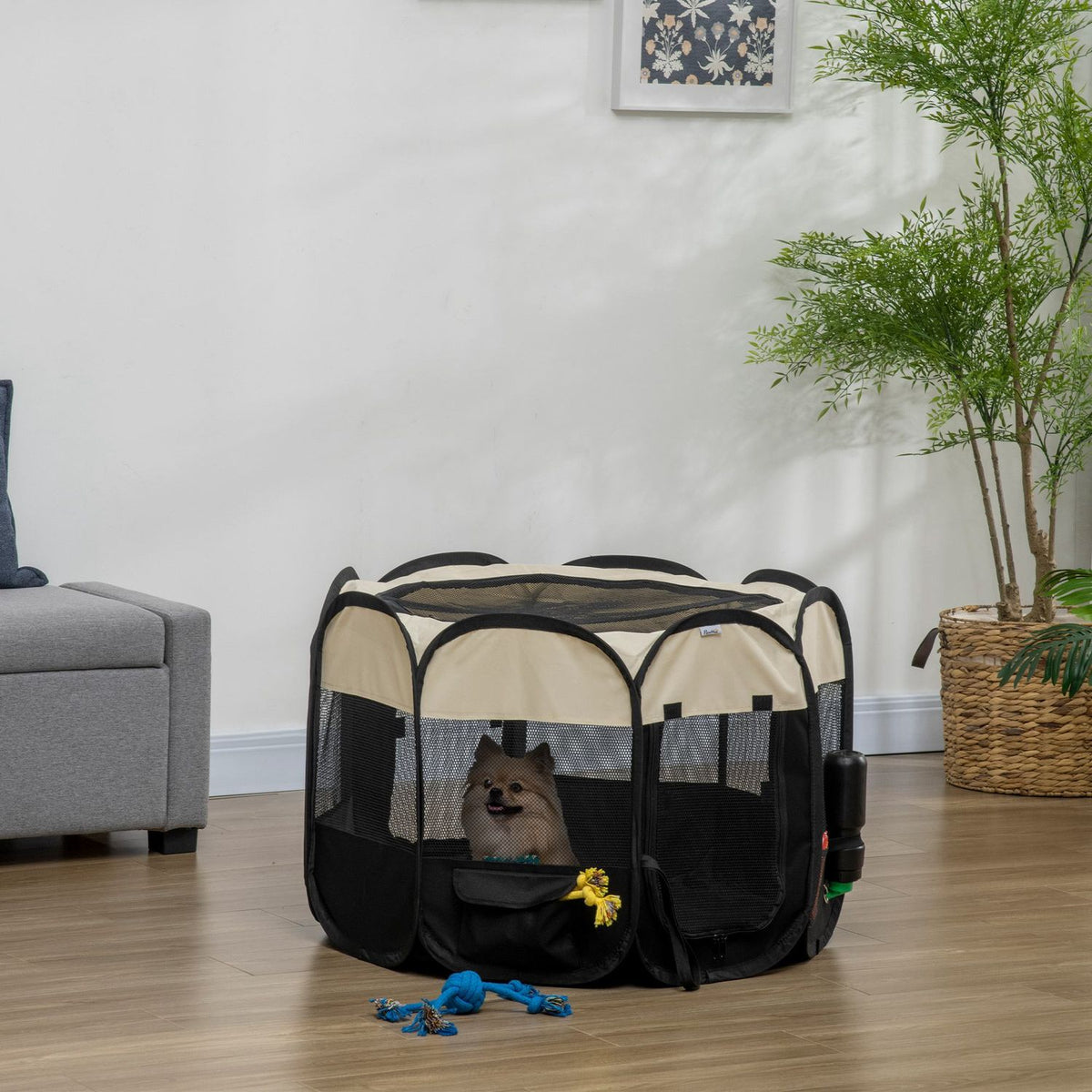 Puppy Playpen Animal Playpen Foldable, Puppy Run Outdoor Enclosure Made Of Oxford Fabric, Waterproof, Portable, 92X92X58Cm