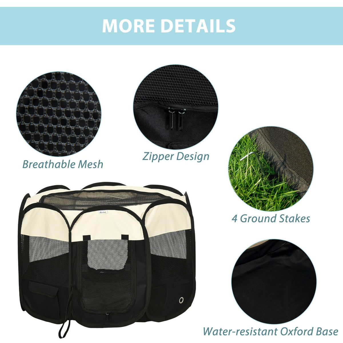 Puppy Playpen Animal Playpen Foldable, Puppy Run Outdoor Enclosure Made Of Oxford Fabric, Waterproof, Portable, 92X92X58Cm