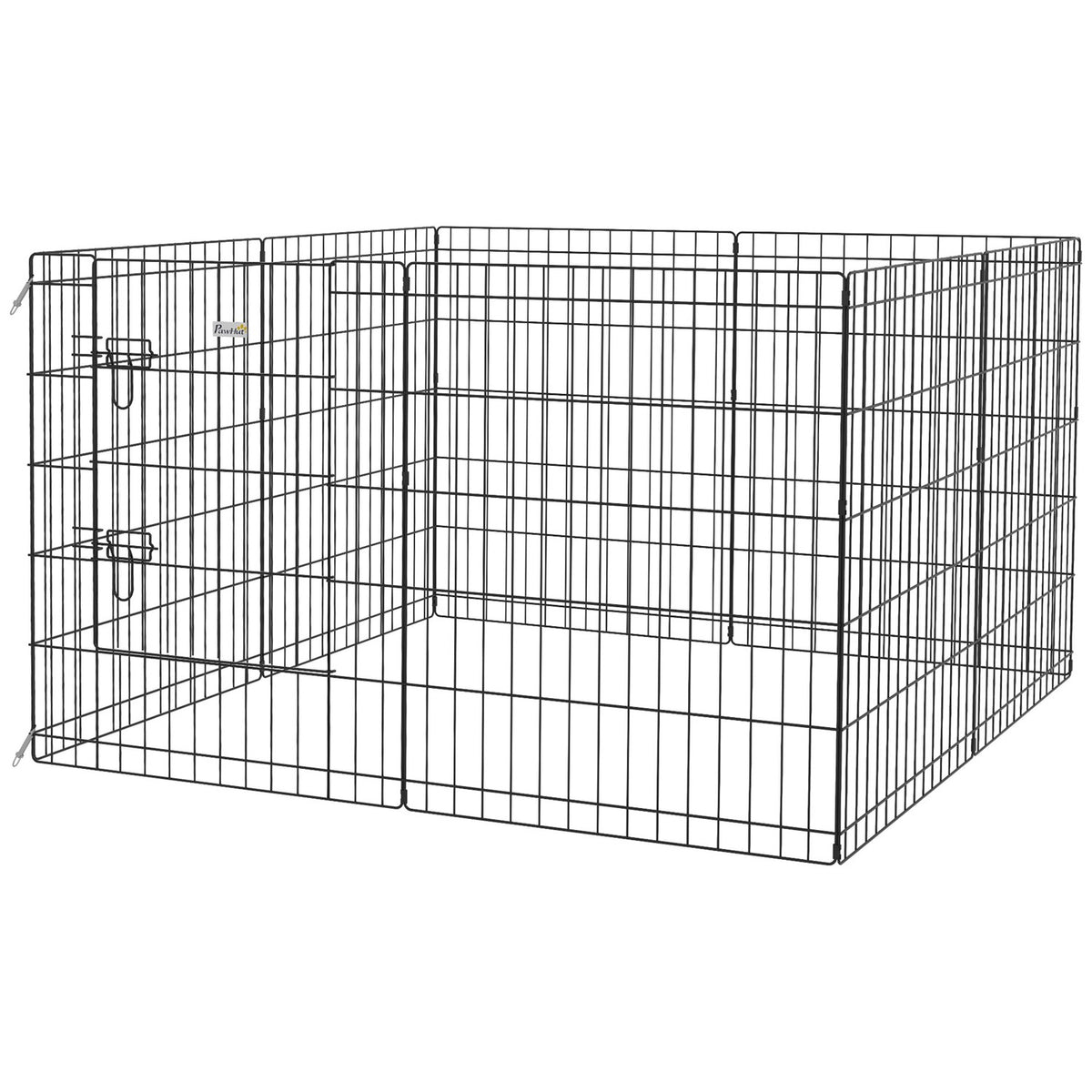 Puppy Run 76 cm High, 8-Piece Puppy Playpen with Lock, DIY Outdoor Run Dog Playpen for Medium Dogs, Guinea Pigs, Rabbits, Metal, Black