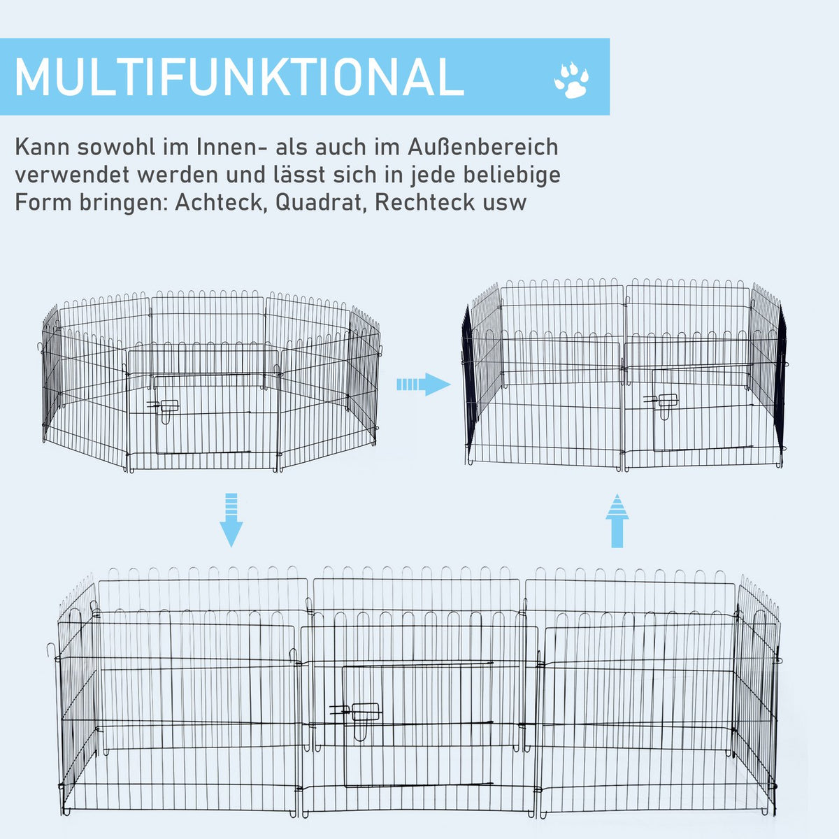 Puppy Run Flexible Puppy Fence Playpen Outdoor Run, 5 Sizes, 71X61Cm