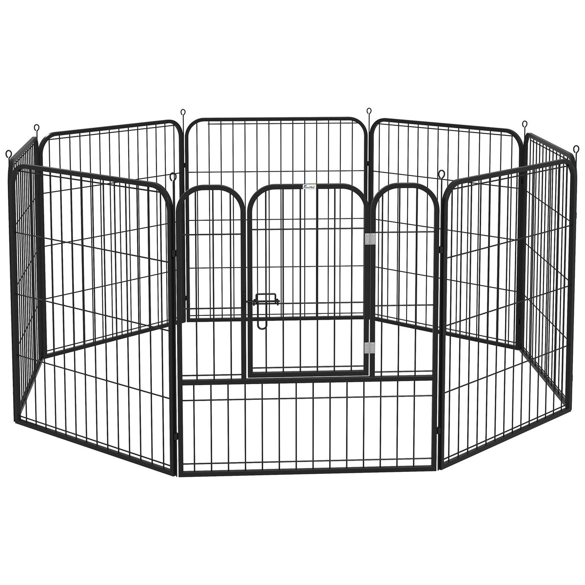 Puppy Run Metal Outdoor Enclosure With Door, Customizable, Black, 79X79Cm