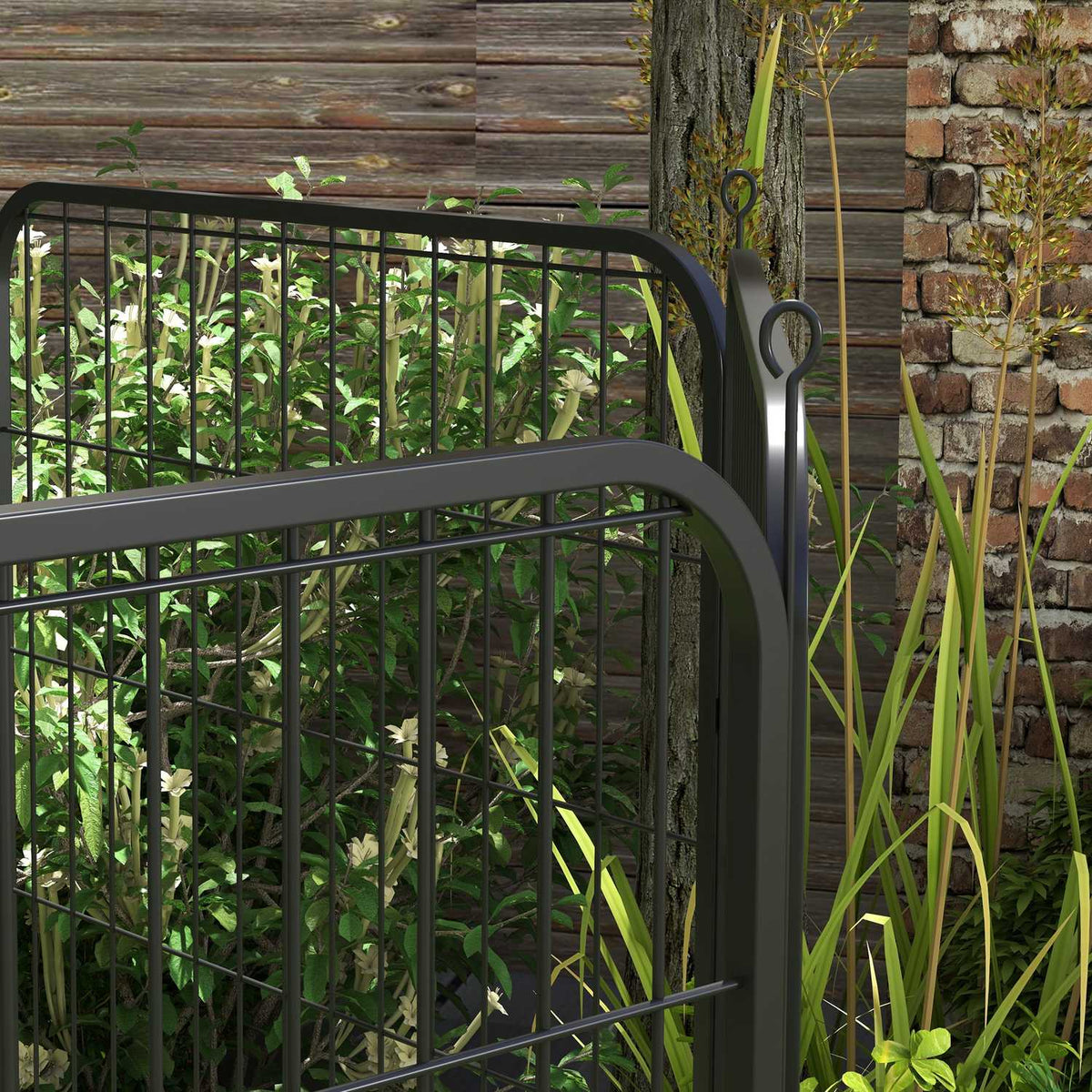 Puppy Run Outdoor Enclosure Playpen For Pets Playpen Playpen Dog Enclosure Customizable Shape With Door Metal 79X100Cm Black
