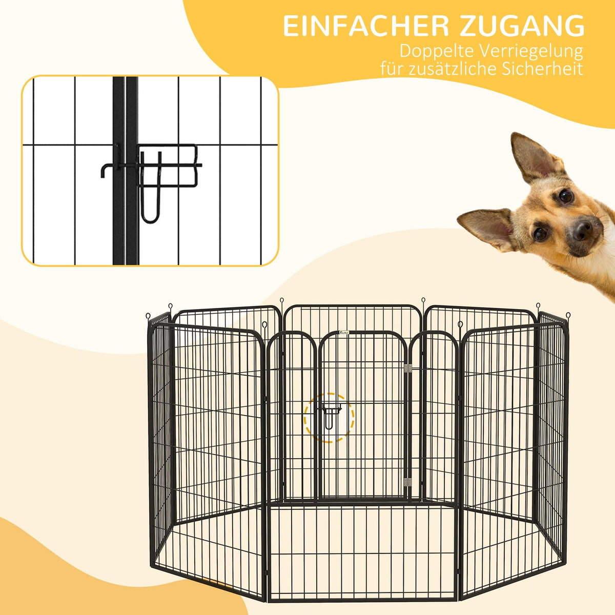 Puppy Run Outdoor Enclosure Playpen For Pets Playpen Playpen Dog Enclosure Customizable Shape With Door Metal 79X100Cm Black