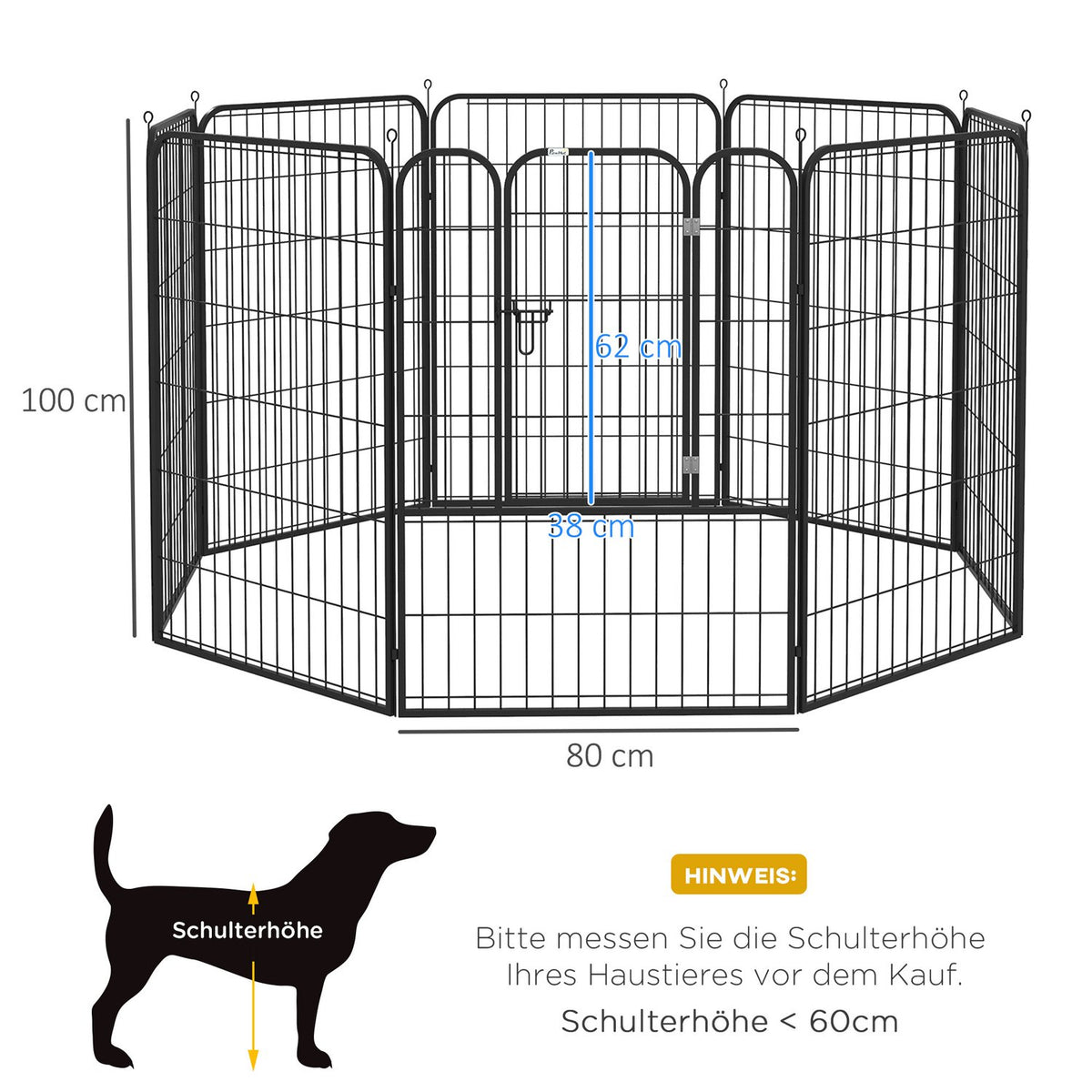 Puppy Run Outdoor Enclosure Playpen For Pets Playpen Playpen Dog Enclosure Customizable Shape With Door Metal 79X100Cm Black