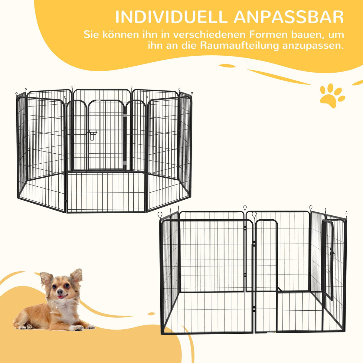 Puppy Run Outdoor Enclosure Playpen For Pets Playpen Playpen Dog Enclosure Customizable Shape With Door Metal 79X100Cm Black