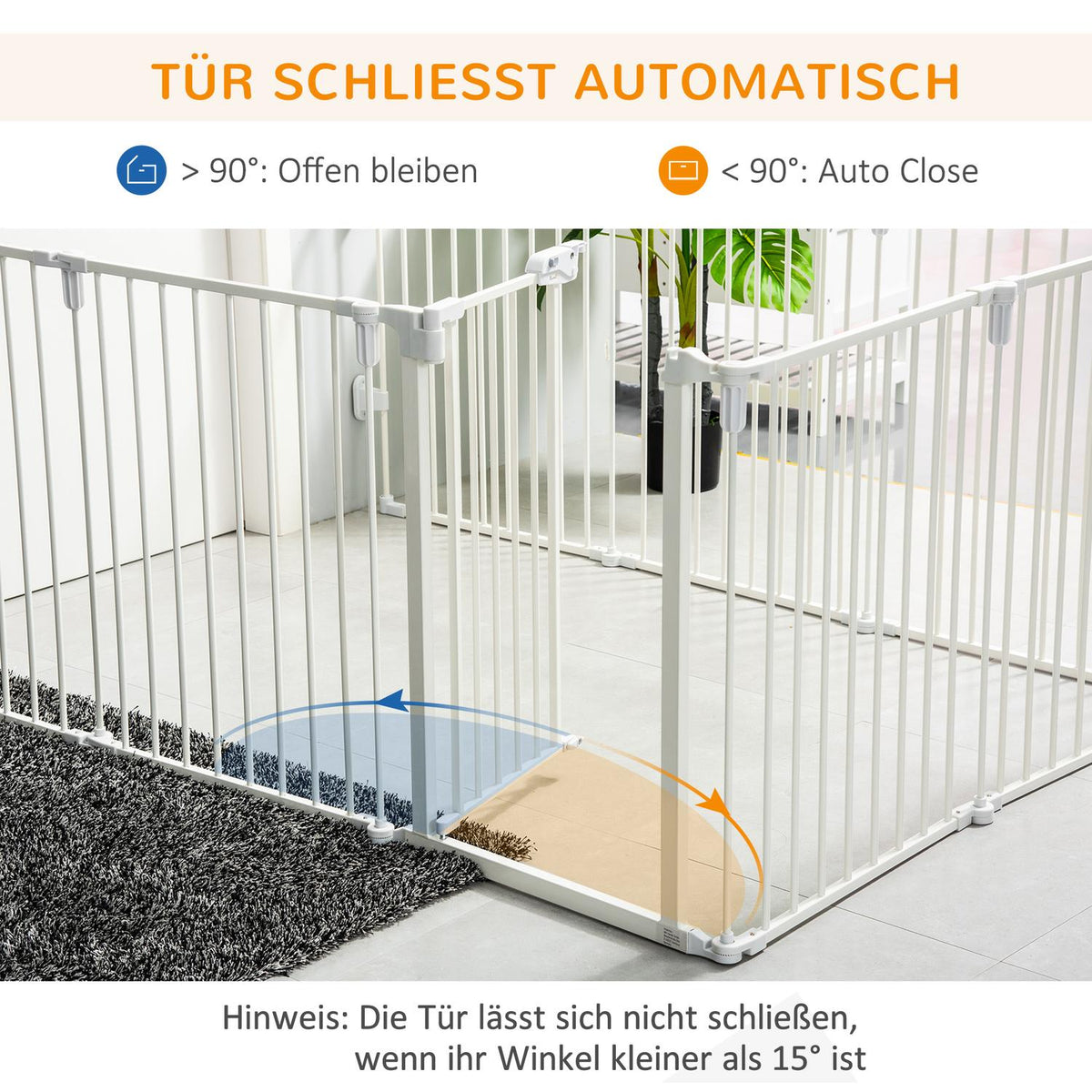 Puppy Run Outdoor Enclosure Protective Gate With Door, Flexible, Foldable, 8 Panels, 60X76Cm, White
