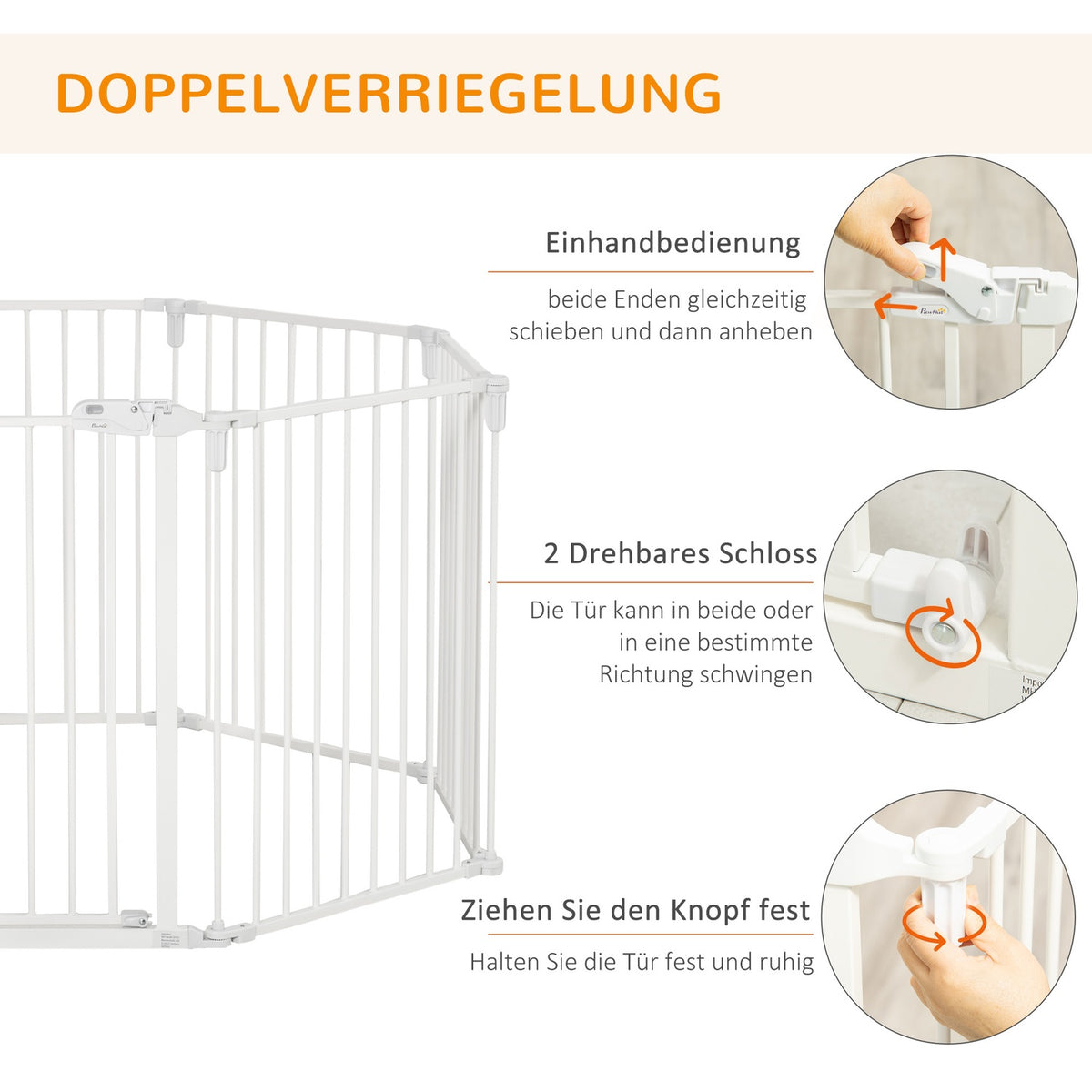 Puppy Run Outdoor Enclosure Protective Gate With Door, Flexible, Foldable, 8 Panels, 60X76Cm, White