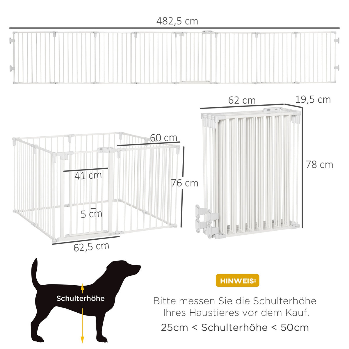 Puppy Run Outdoor Enclosure Protective Gate With Door, Flexible, Foldable, 8 Panels, 60X76Cm, White