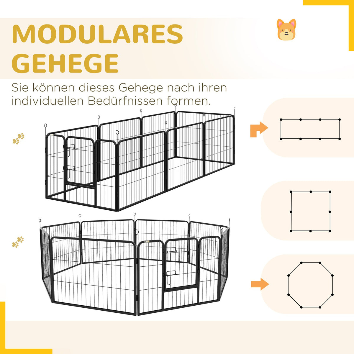 Puppy Run Puppy Outdoor Enclosure With 8 Panels Outdoor Enclosure Playpen Playpen Puppy Fence With Door 60 X 80 Cm
