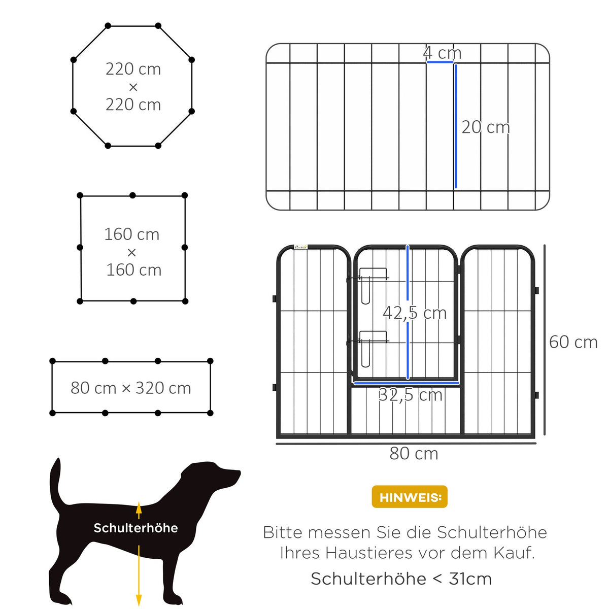Puppy Run Puppy Outdoor Enclosure With 8 Panels Outdoor Enclosure Playpen Playpen Puppy Fence With Door 60 X 80 Cm