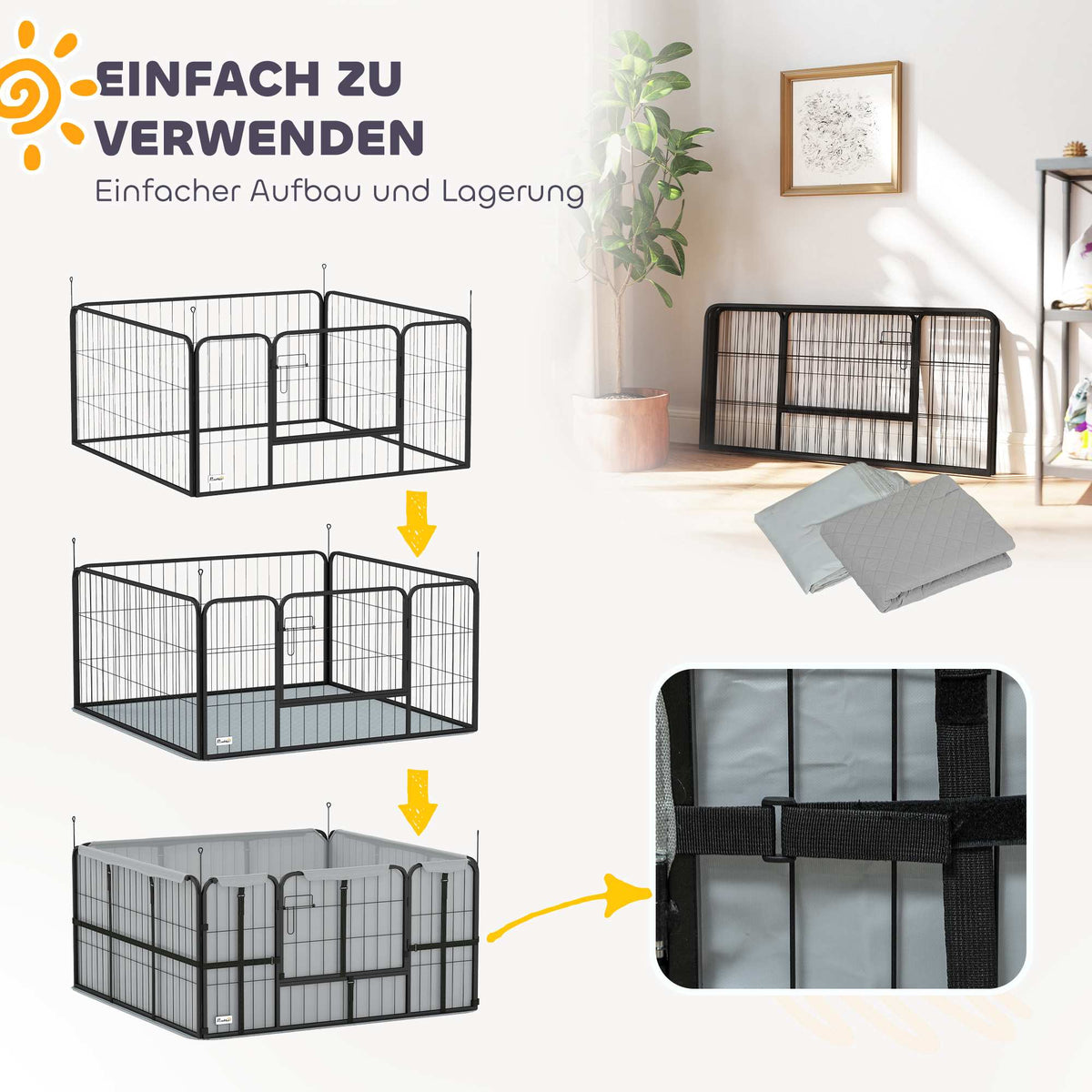 Puppy Whelping Box, Windproof Oxford Fabric, 122x122x60 cm