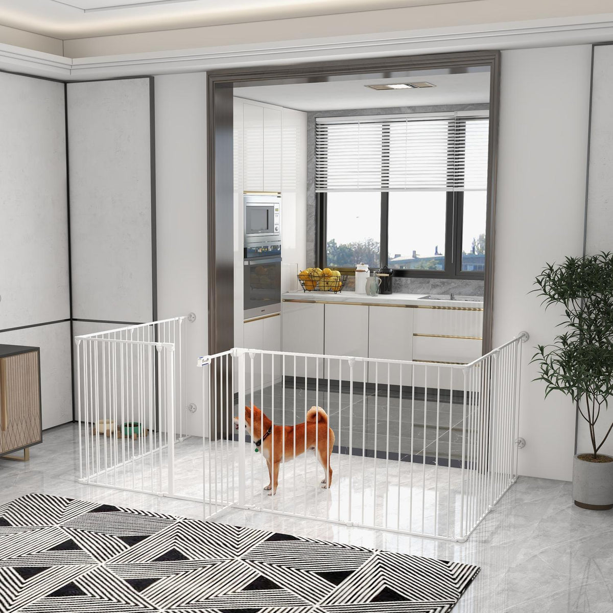 Puppy playpen, 90 cm high, barrier, 8 panels, foldable, outdoor enclosure with closing aid for dogs