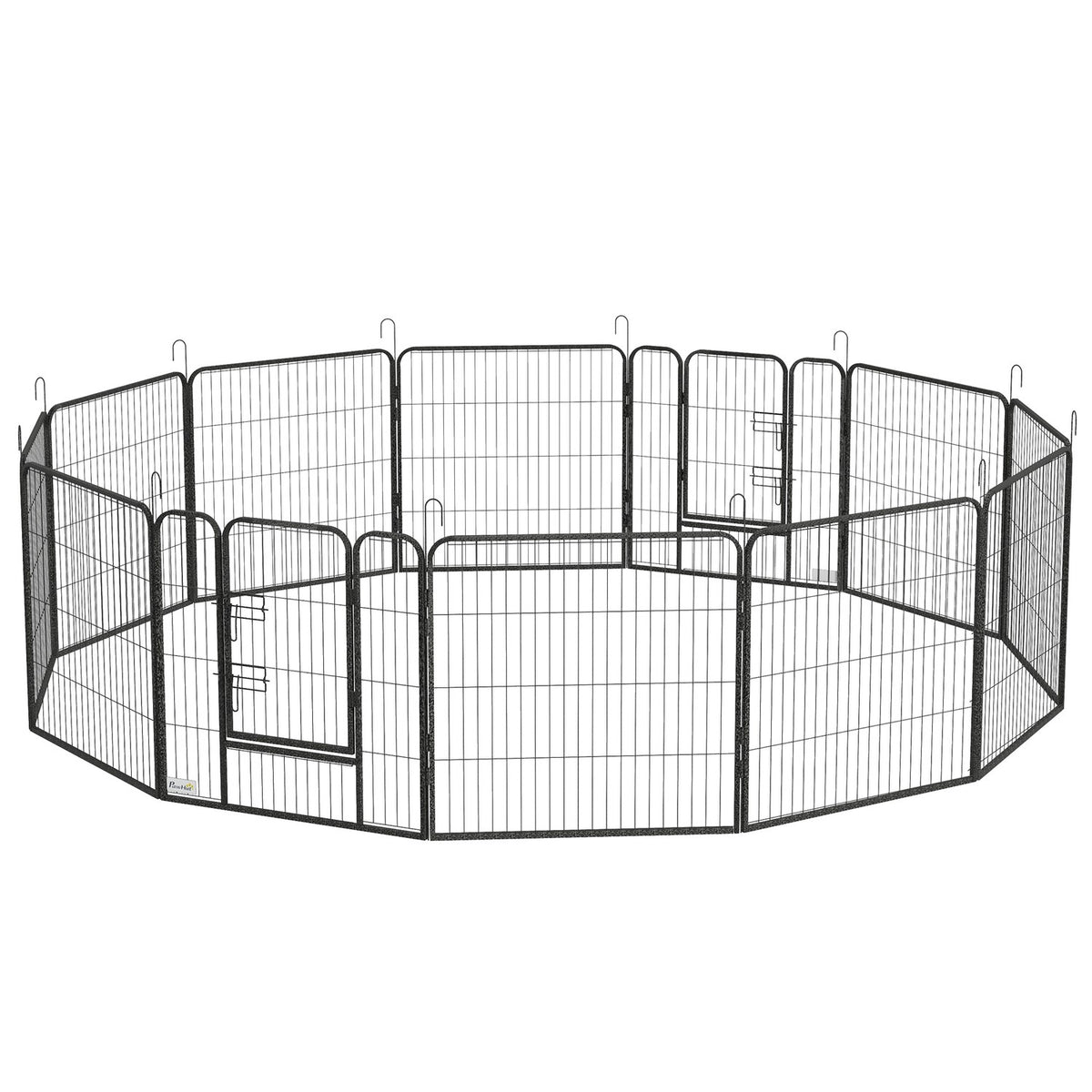 Puppy run 80 cm high, 12-piece puppy playpen with 2 doors, DIY dog playpen outdoor enclosure for medium-sized dogs, rabbits, guinea pigs, steel, gray