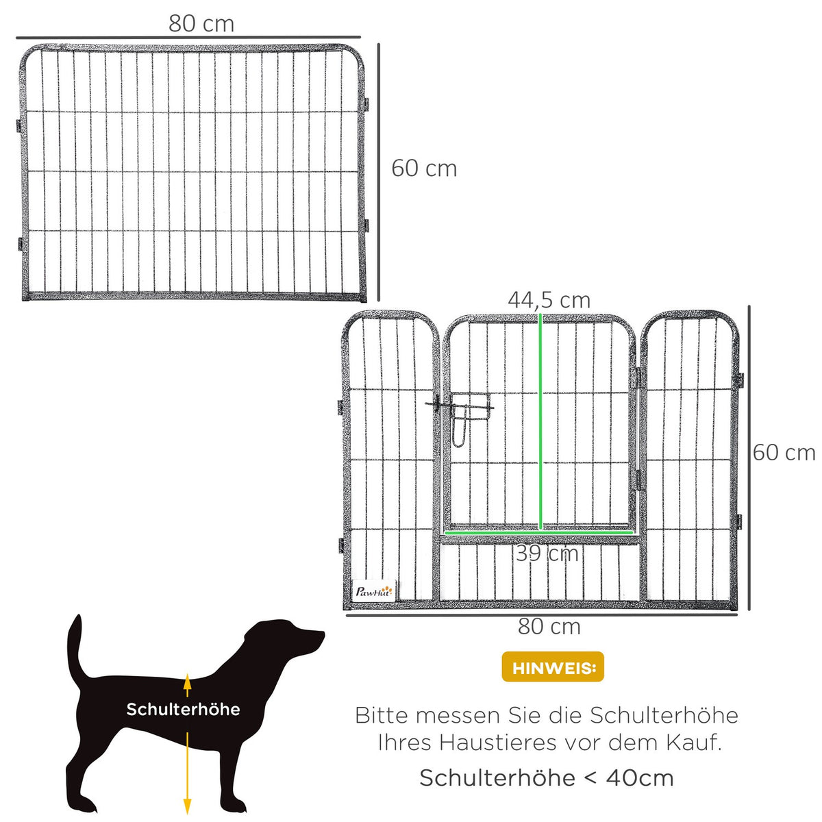 Puppy run outdoor enclosure, 60H cm, 16 segments, playpen for pets, puppy fence, playpen, customizable, with 2 doors, steel
