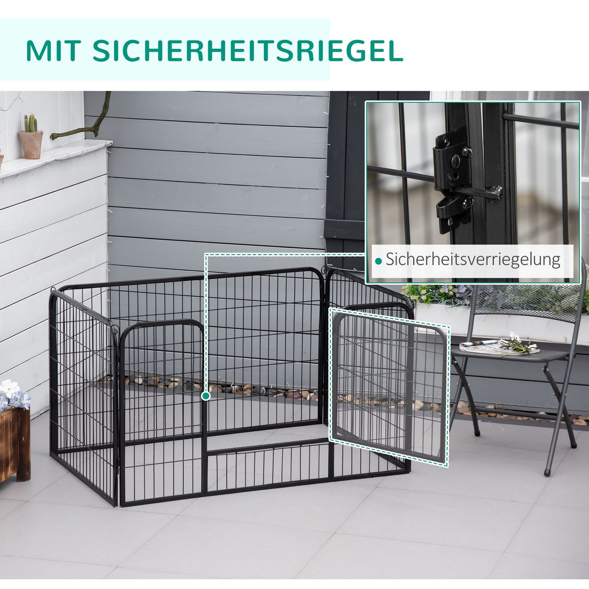 Puppy run, puppy outdoor enclosure, playpen, playpen, puppy fence, 70 x 80 cm