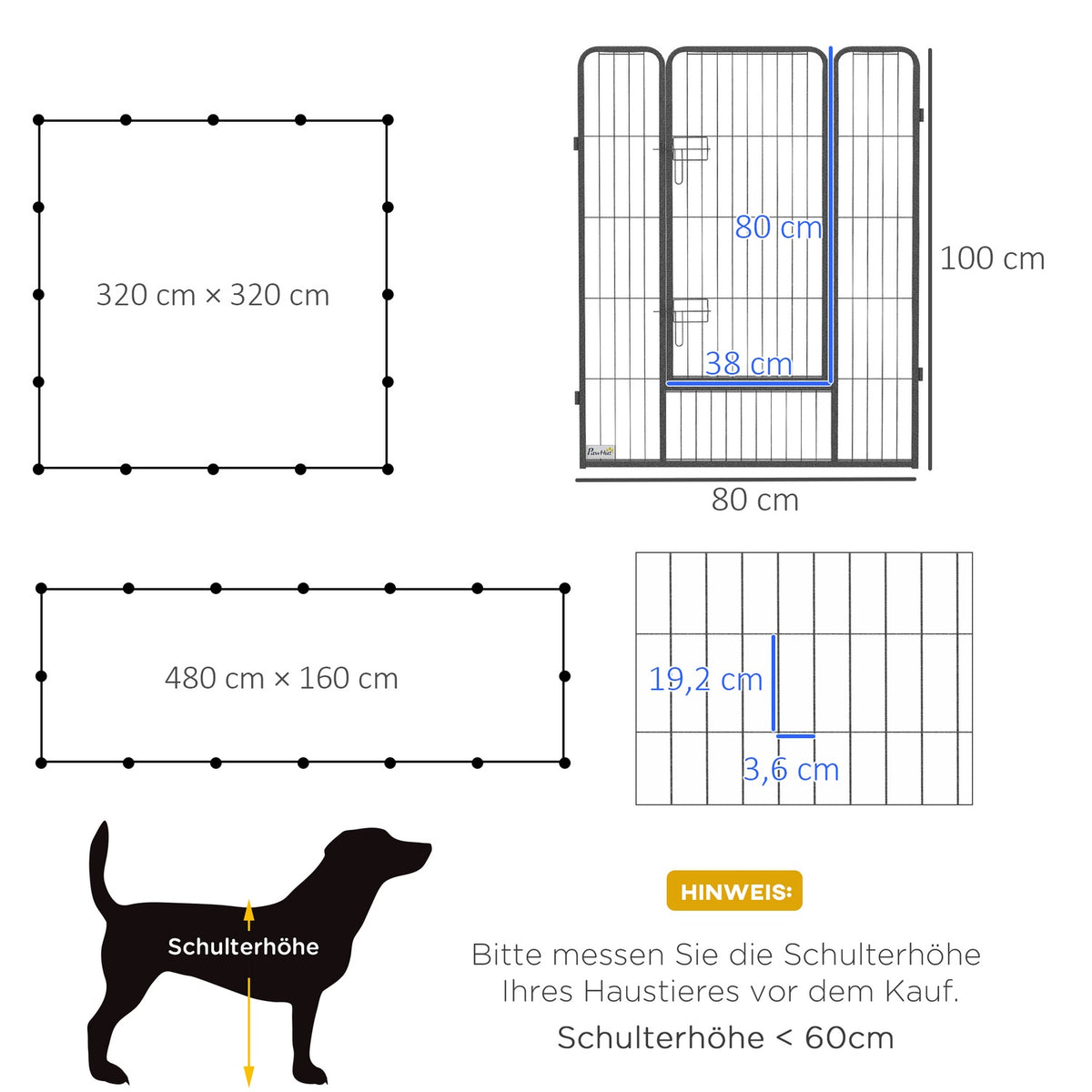 Puppy run, puppy playpen, outdoor enclosure for medium, small dogs, small animal run, DIY puppy enclosure with two doors, steel, gray