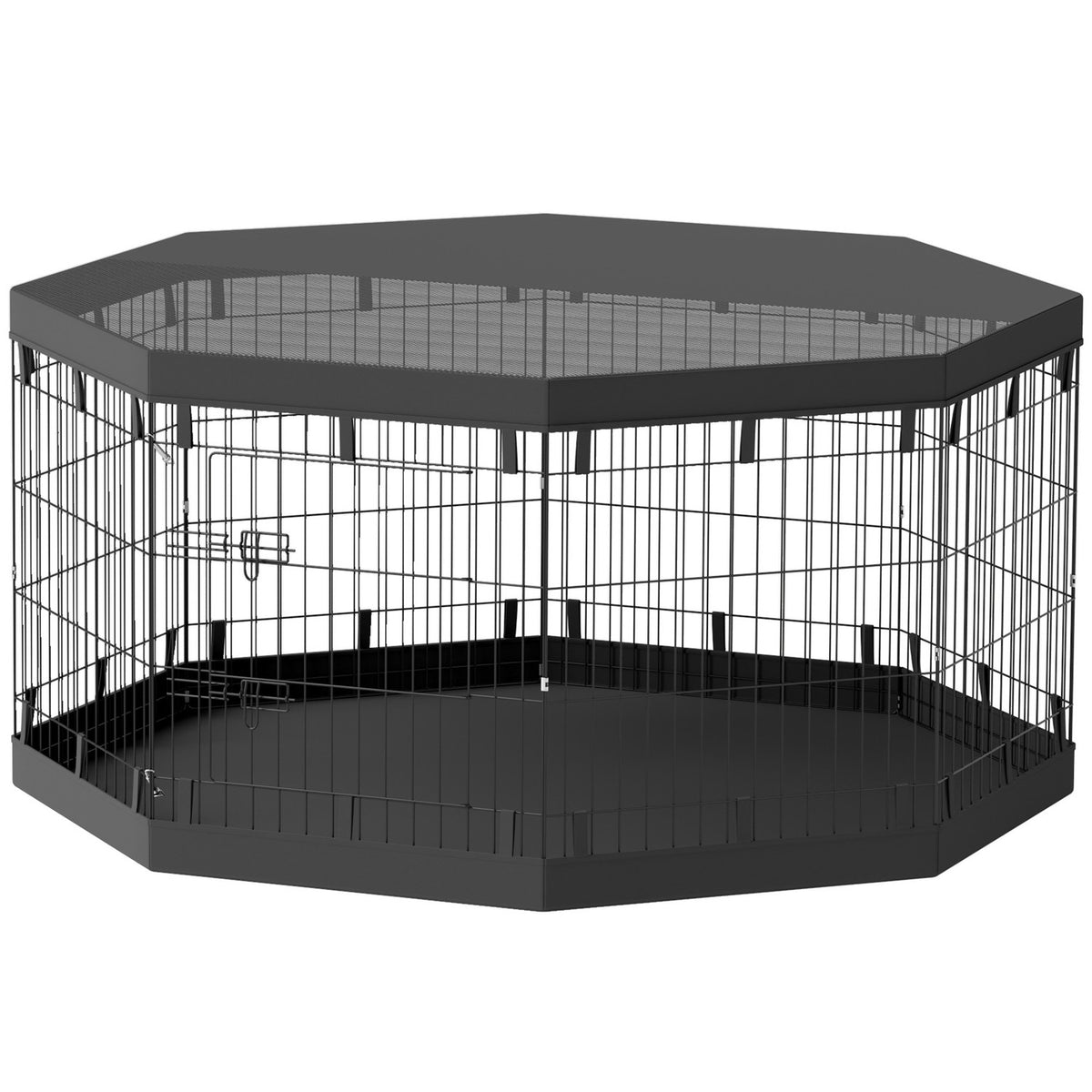 Puppy run, puppy playpen with doors, windows, playpen with breathable net, for small & medium-sized dogs under 20 kg, indoor & outdoor, 159 x 159 x 76 cm, black