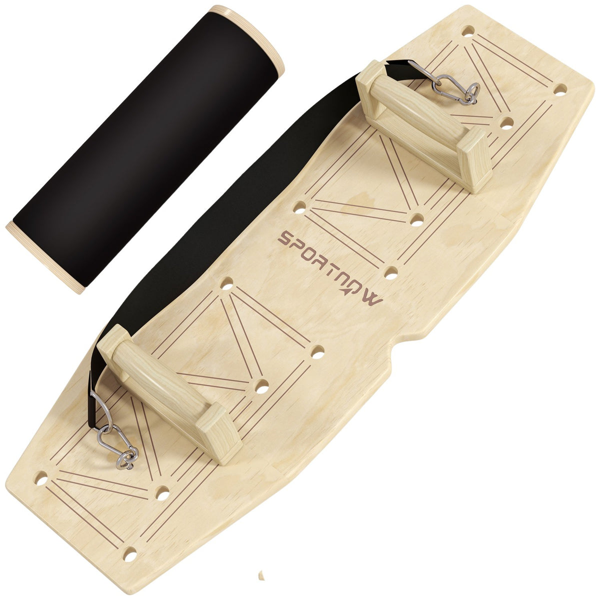 Push-up handles made of wood push up bars with 8 pairs of holes, including resistance bands, 11 exercises, fitness parallettes for muscle training, strength training natural