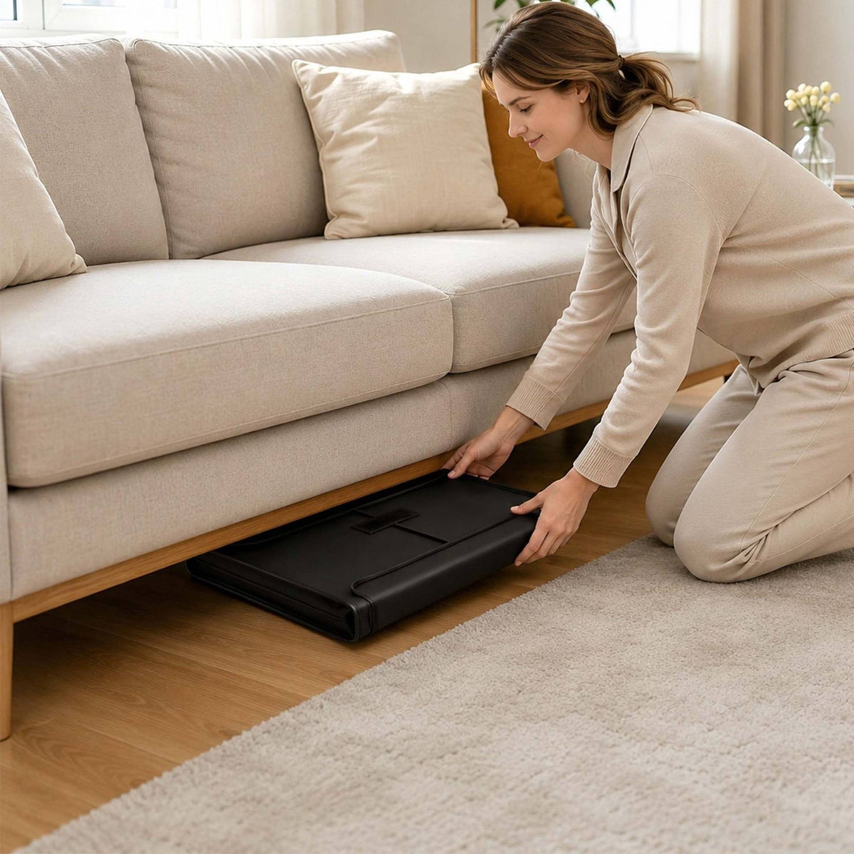 Puzzle Tray with Handle, 2 Compartments, Non-Slip Surface