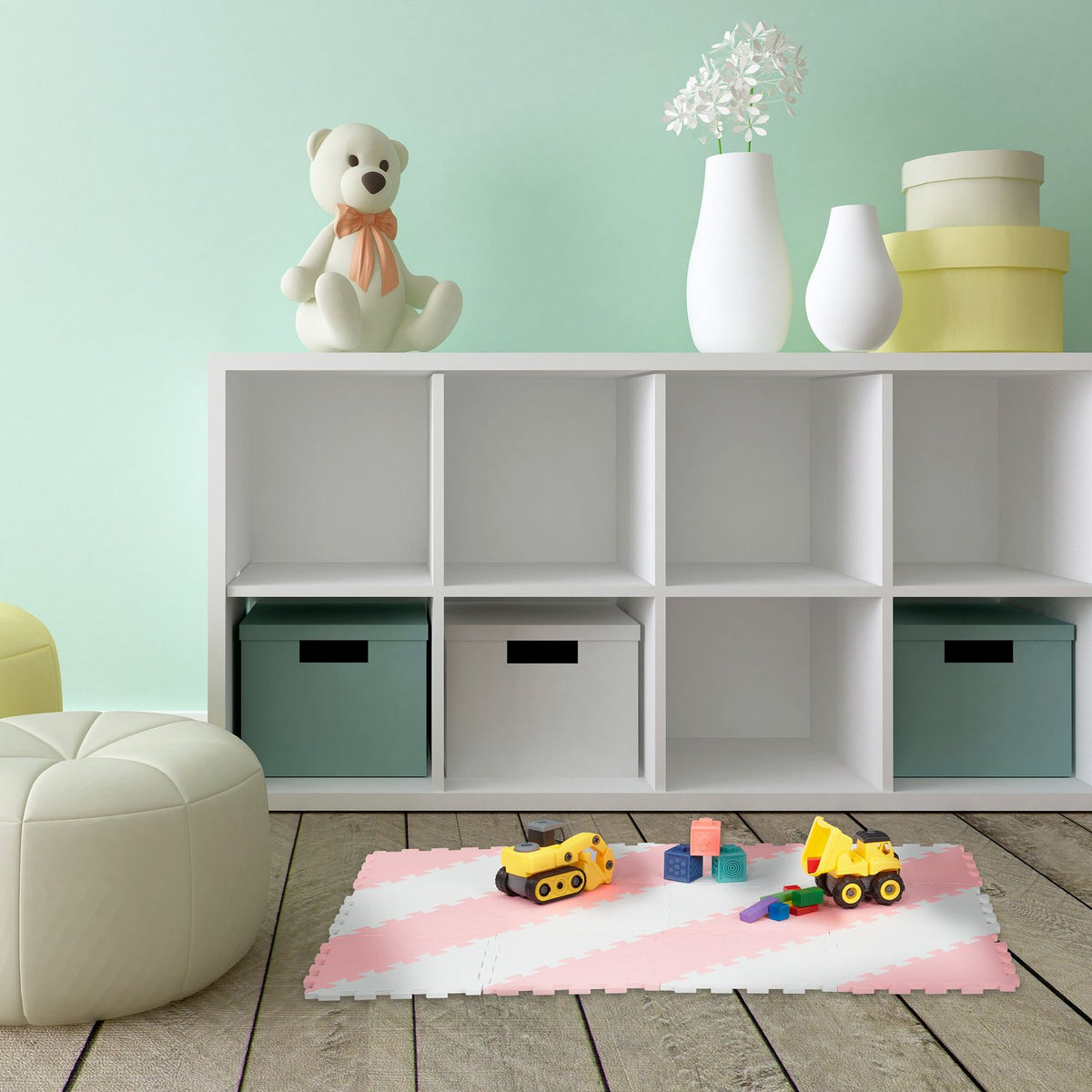 Puzzle mat pink-white