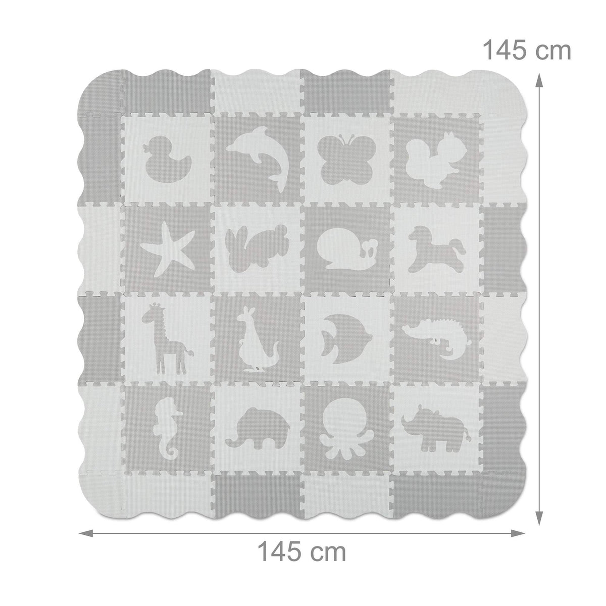 Puzzle mat with animal motifs