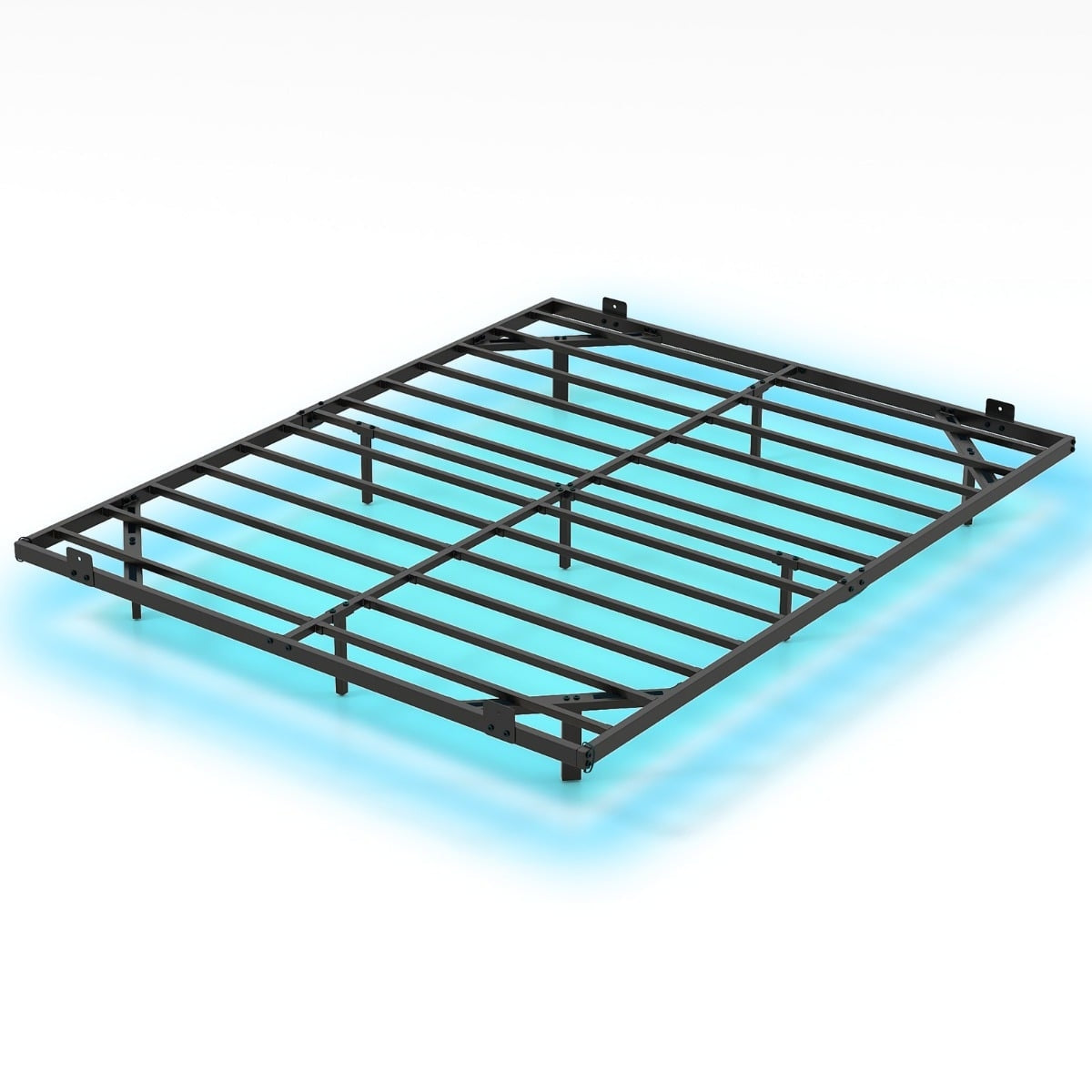 Queen Size Floating Bed Frame with LED Lights, Metal, 160x200 cm
