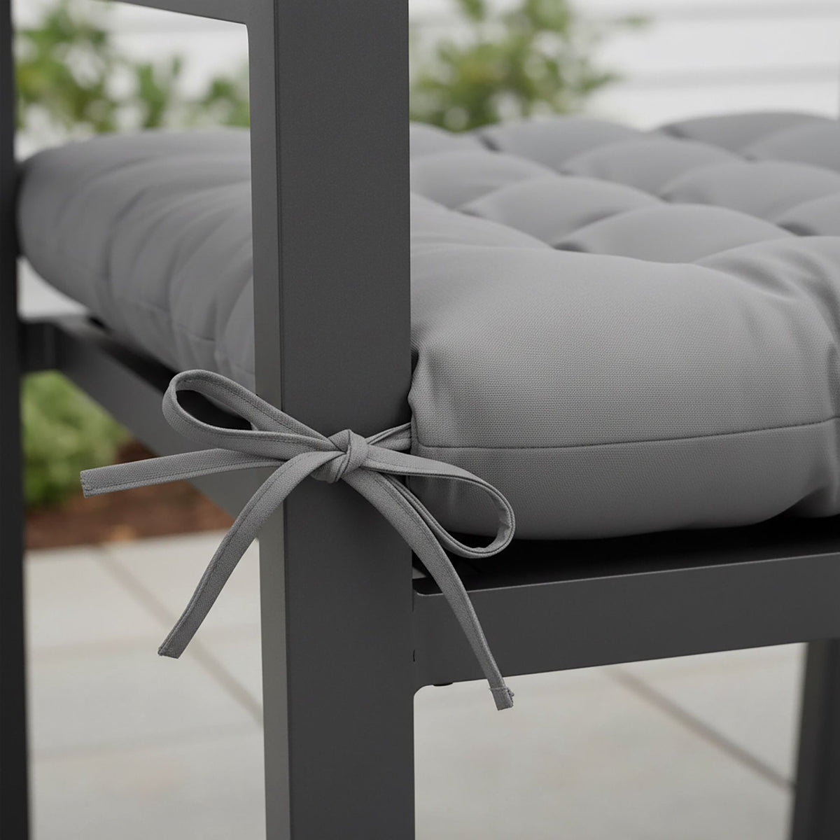 Quilted Garden Bench Cushion with Ties, Thick Filling