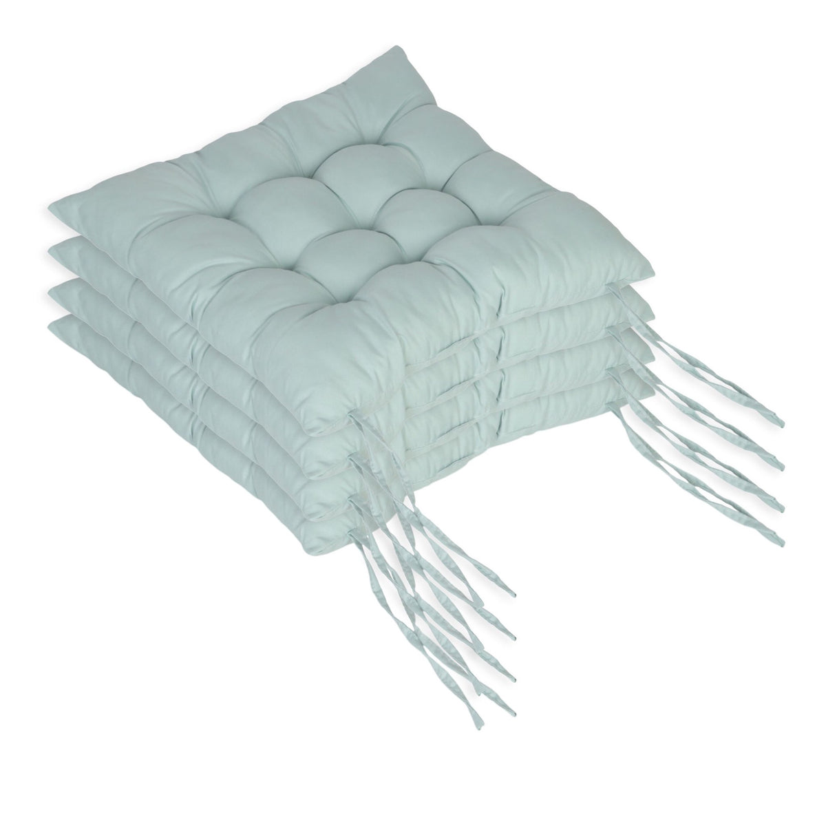 Quilted Square Chair Cushions with Ties, 4-Pack