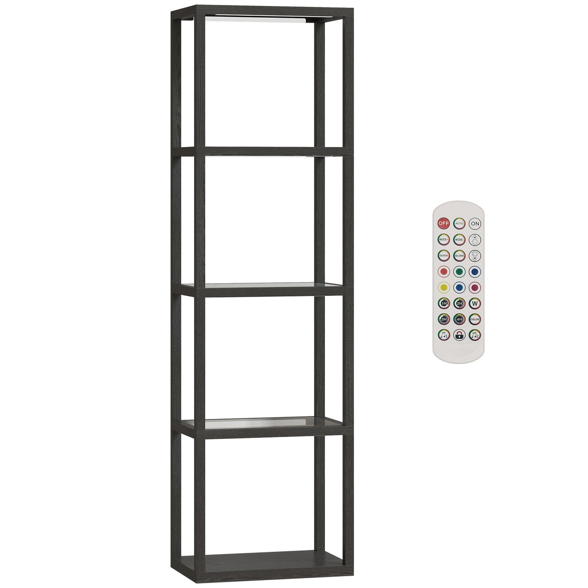 RGB Floor Lamp with Glass Shelves, LED, Remote, Music Sync