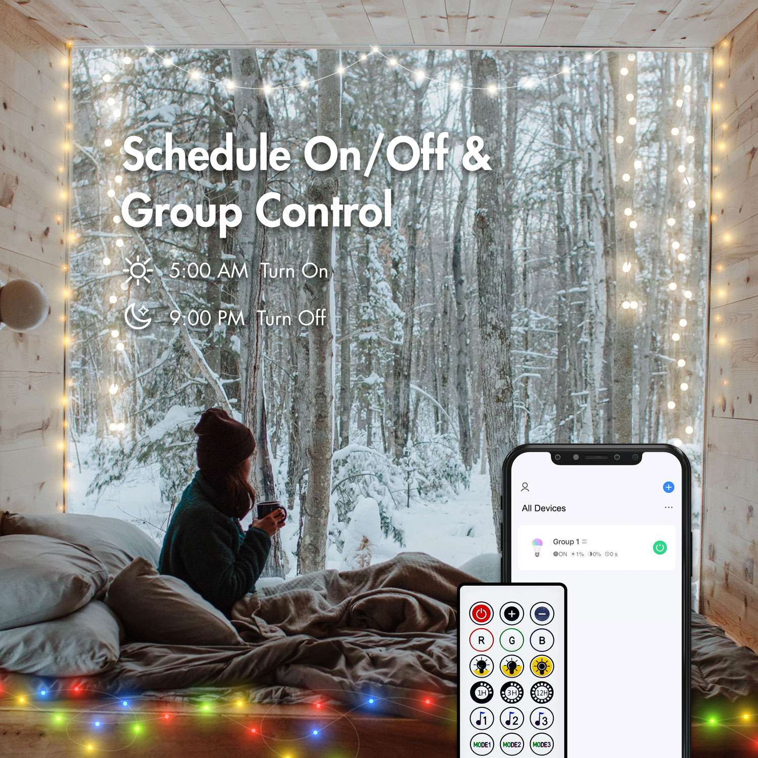 RGB light loop with remote control and WiFi Tuya IP65 3 m