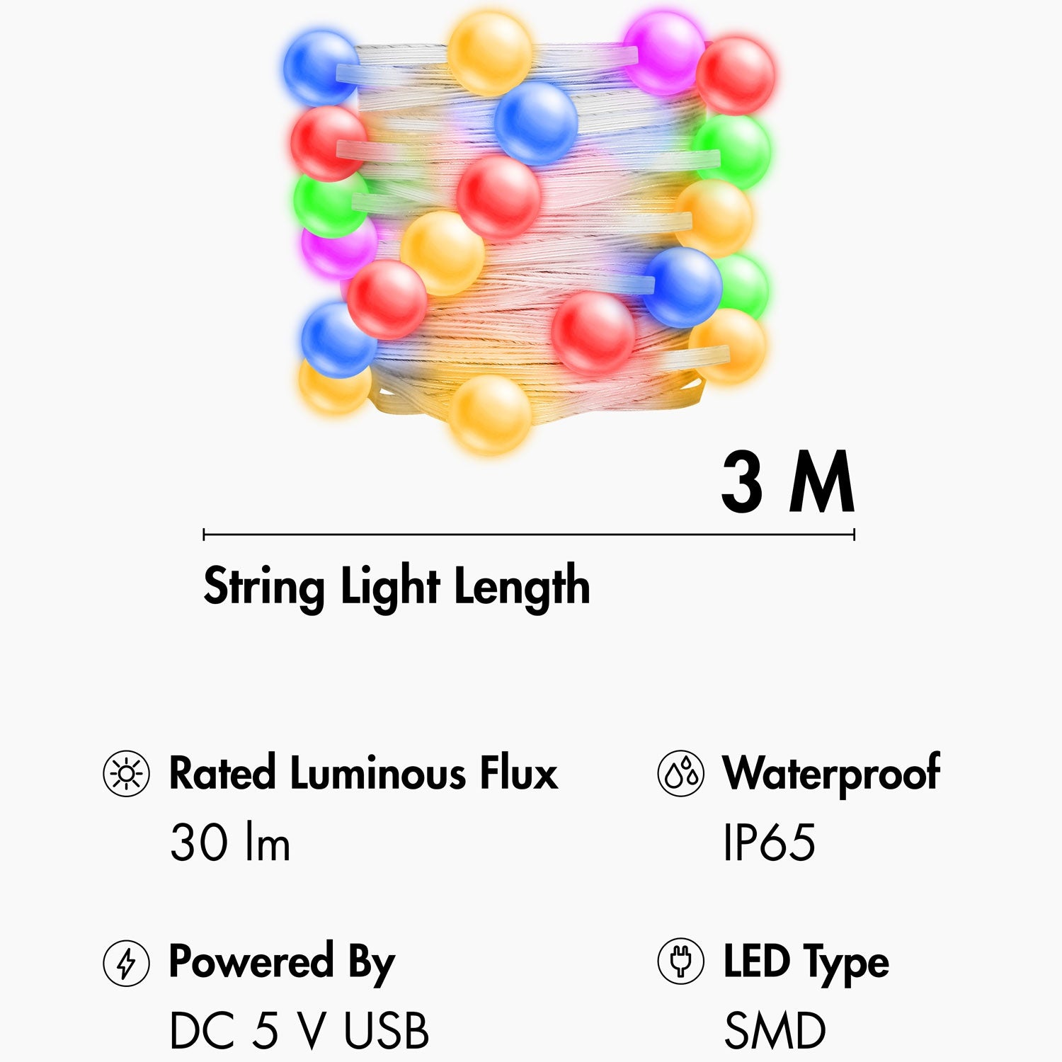 RGB light loop with remote control and WiFi Tuya IP65 3 m