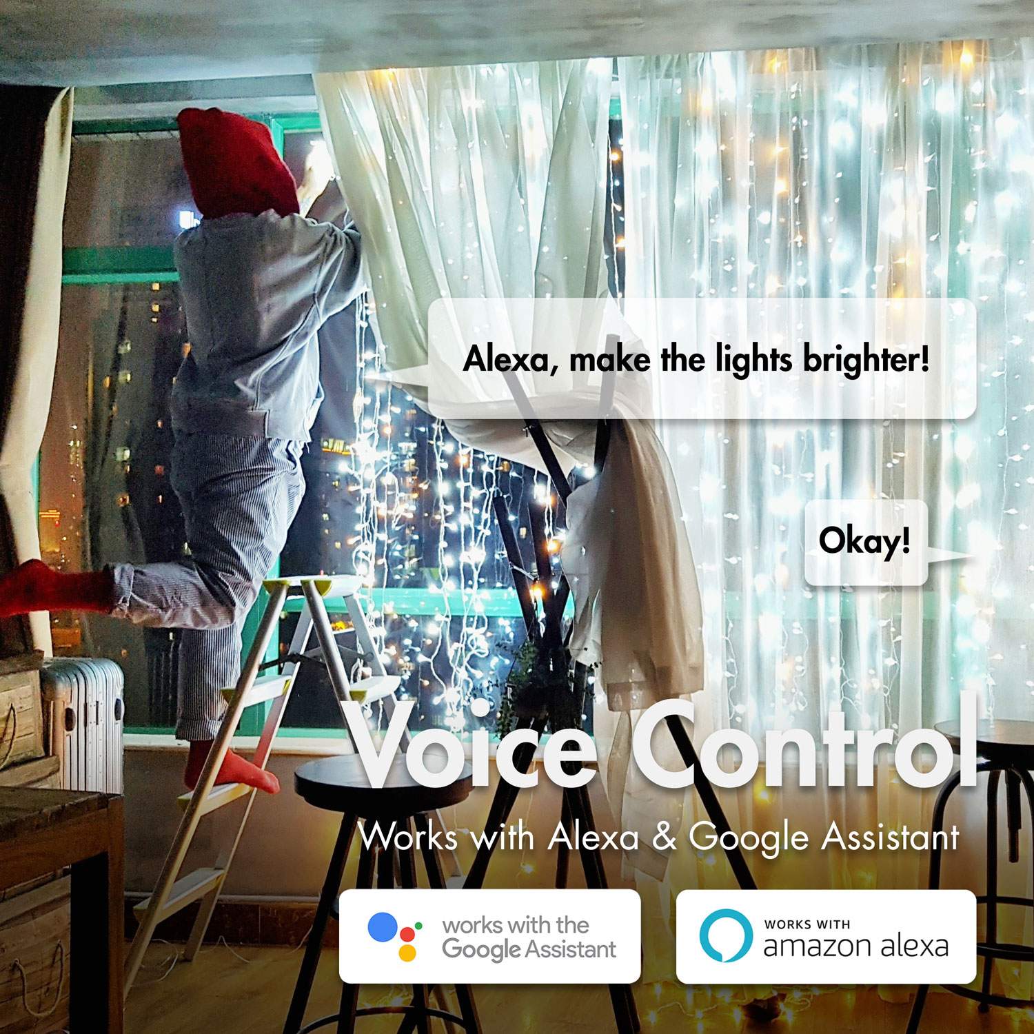 RGB light loop with remote control and WiFi Tuya IP65 3 m