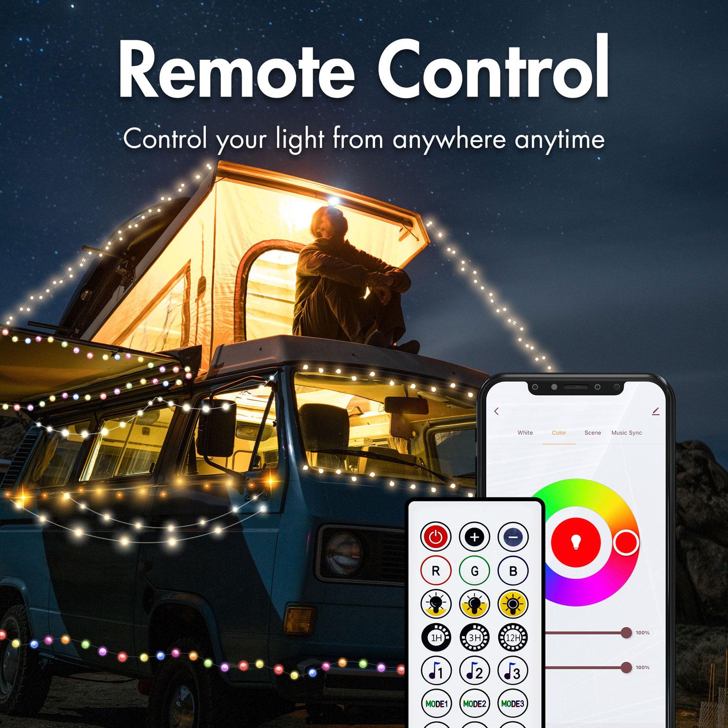 RGB light loop with remote control and WiFi Tuya IP65 3 m