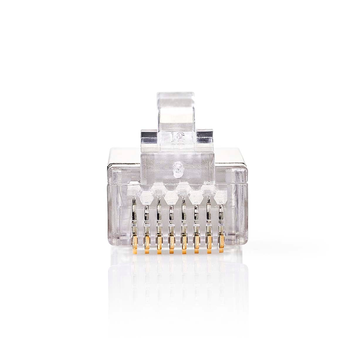 RJ45 connector | Male | Solid STP CAT5 | Straight | Gold Plated | 10 pieces. | PVC | Transparent | Box