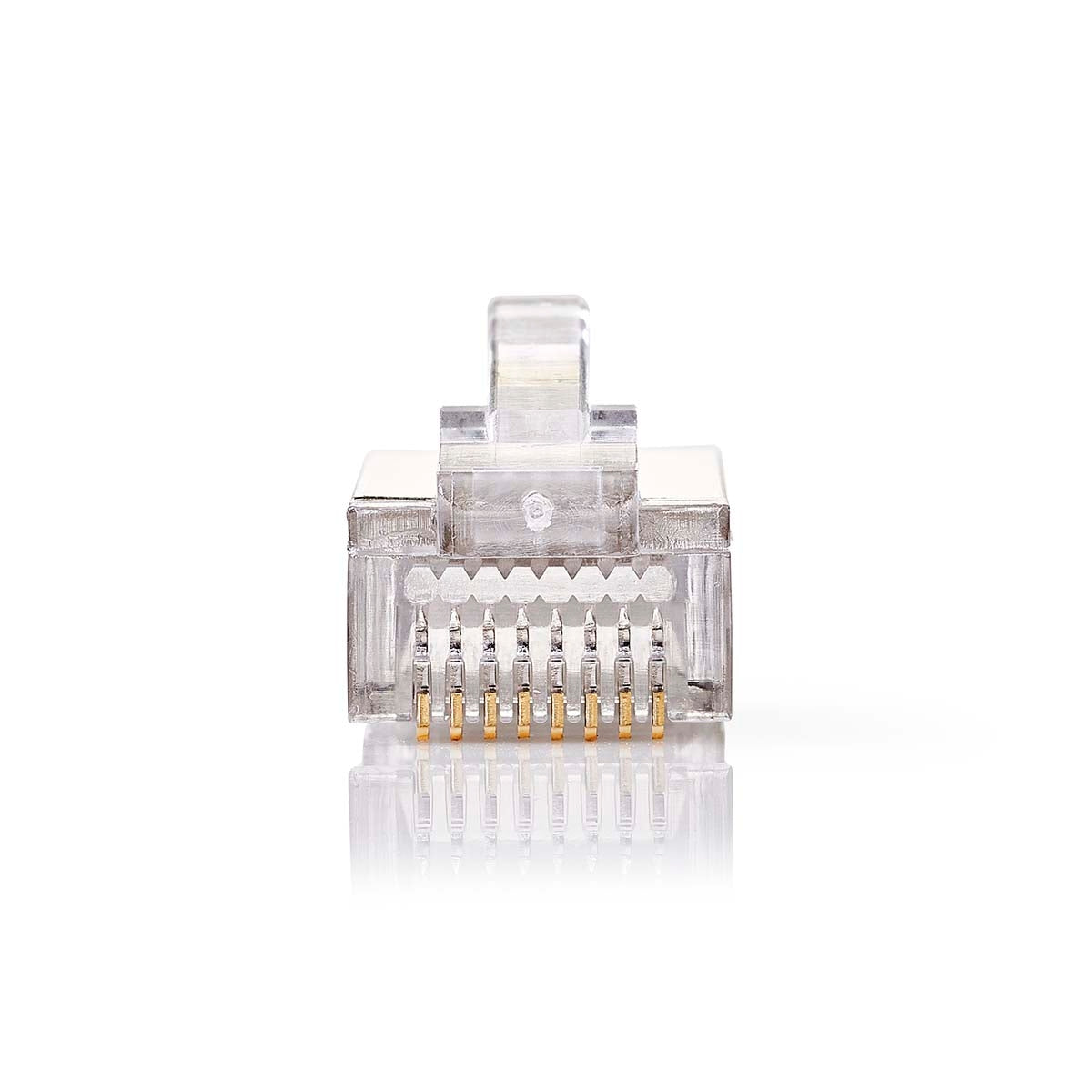 RJ45 connector | Male | Stranded STP CAT5 | Straight | Gold Plated | 10 pieces. | PVC | Transparent | Box