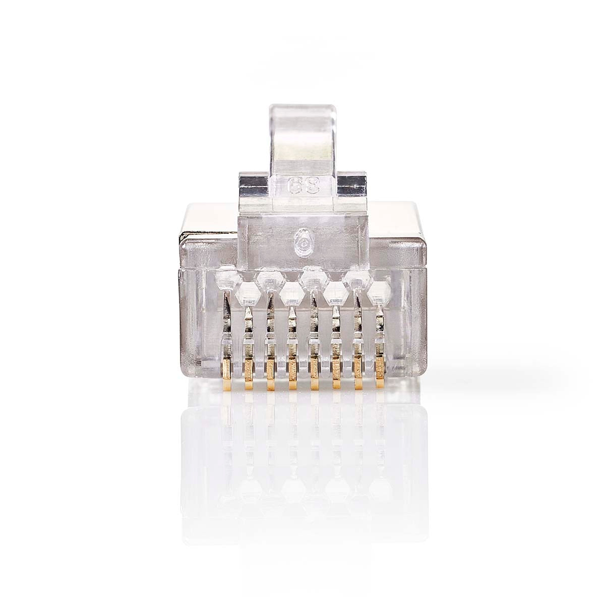 RJ45 connector | Male | Stranded STP CAT6 | Straight | Gold Plated | 10 pieces. | PVC | Transparent | Box