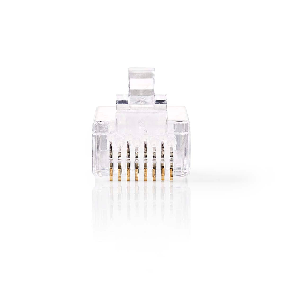 RJ45 connector | Male | Stranded UTP CAT6 | Straight | Gold Plated | 10 pieces. | PVC | Transparent | Box