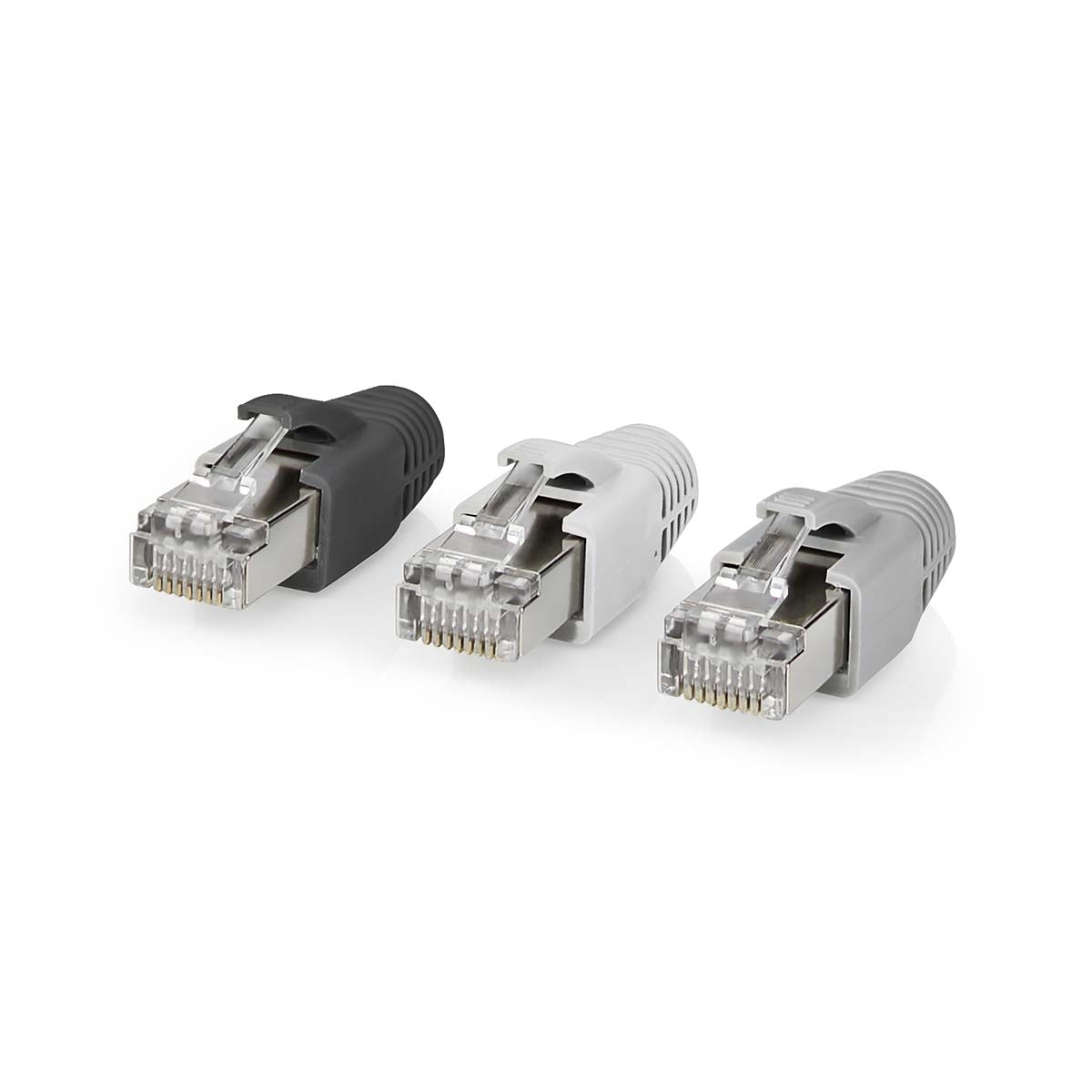 RJ45 connector | RJ45 Pass Through | Solid/Stranded FTP CAT6 | Straight | Gold Plated | 10 pieces. | PVC | Grey/Black/White | Box