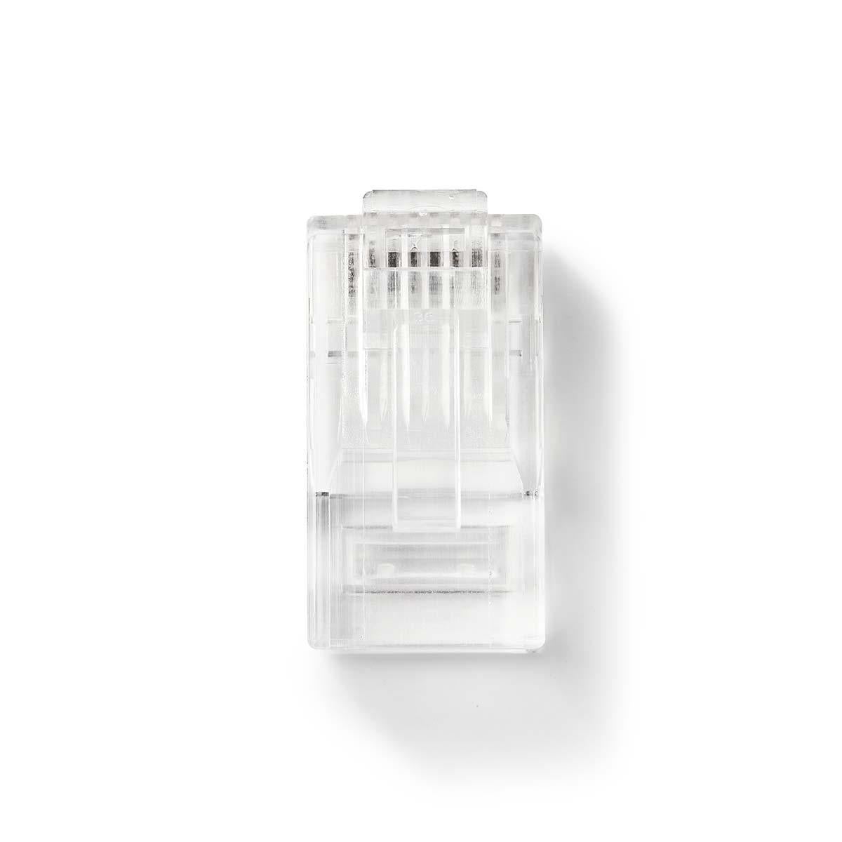 RJ45 connector | RJ45 Pass Through | Solid UTP CAT5 | Straight | Gold Plated | 10 pieces. | PVC | Transparent | Box