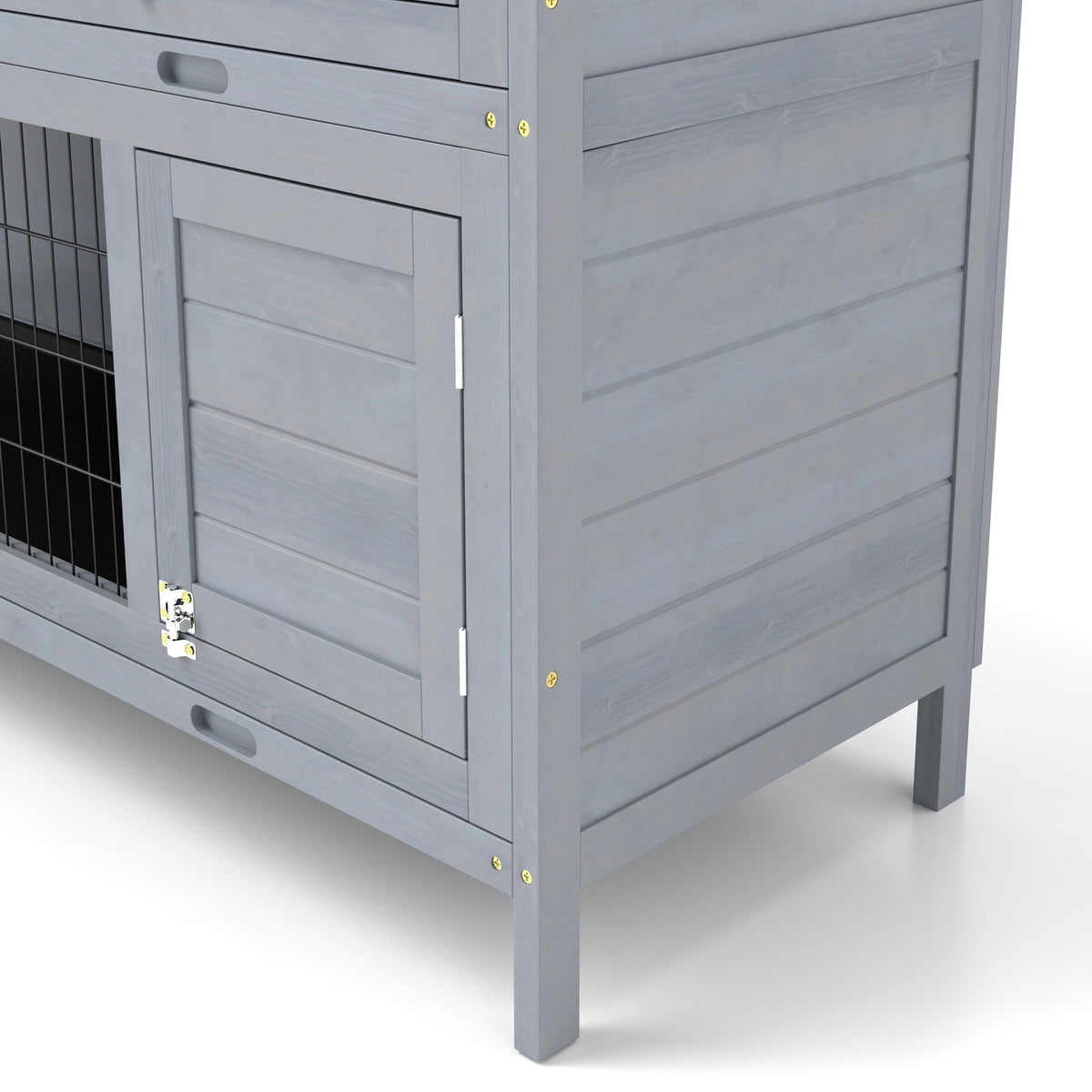 Rabbit Hutch, 2-Story Wood with Asphalt Roof, 136x50x93 cm