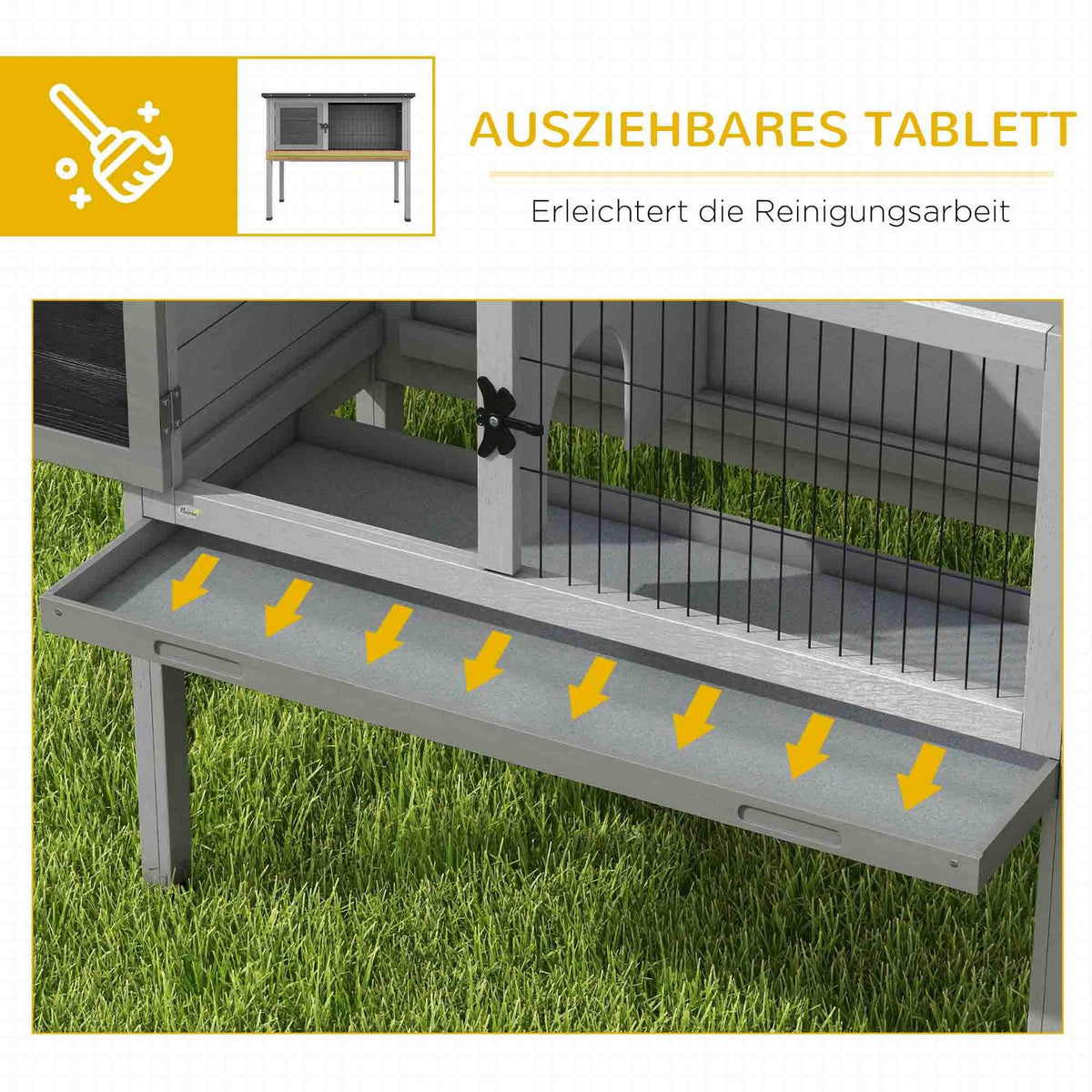 Rabbit Hutch Rabbit Hutch Made of Fir Wood Winterproof Rabbit Cage with Hinged Roof 84x43x70 cm Rabbit Cage Outdoor Small Animal Hutch for Hares Rabbits Guinea Pigs Gray