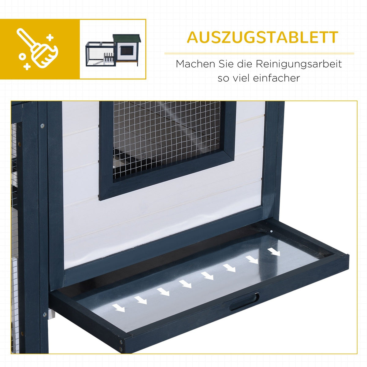 Rabbit Hutch Small Animal Cage 151 X 78 X 84.5 Cm With Outdoor Enclosure Ramp Green White