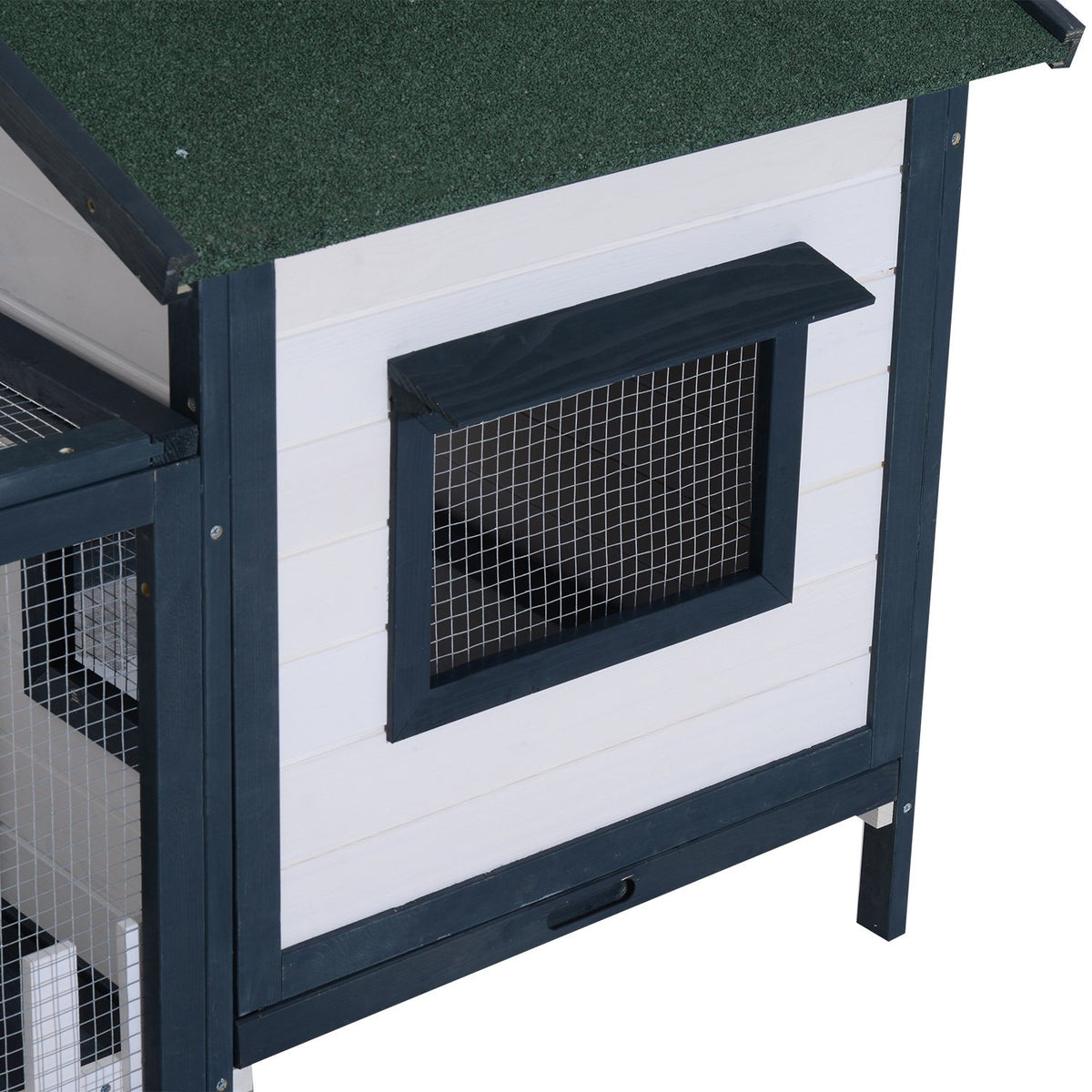 Rabbit Hutch Small Animal Cage 151 X 78 X 84.5 Cm With Outdoor Enclosure Ramp Green White