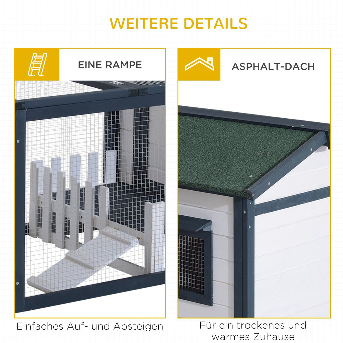 Rabbit Hutch Small Animal Cage 151 X 78 X 84.5 Cm With Outdoor Enclosure Ramp Green White