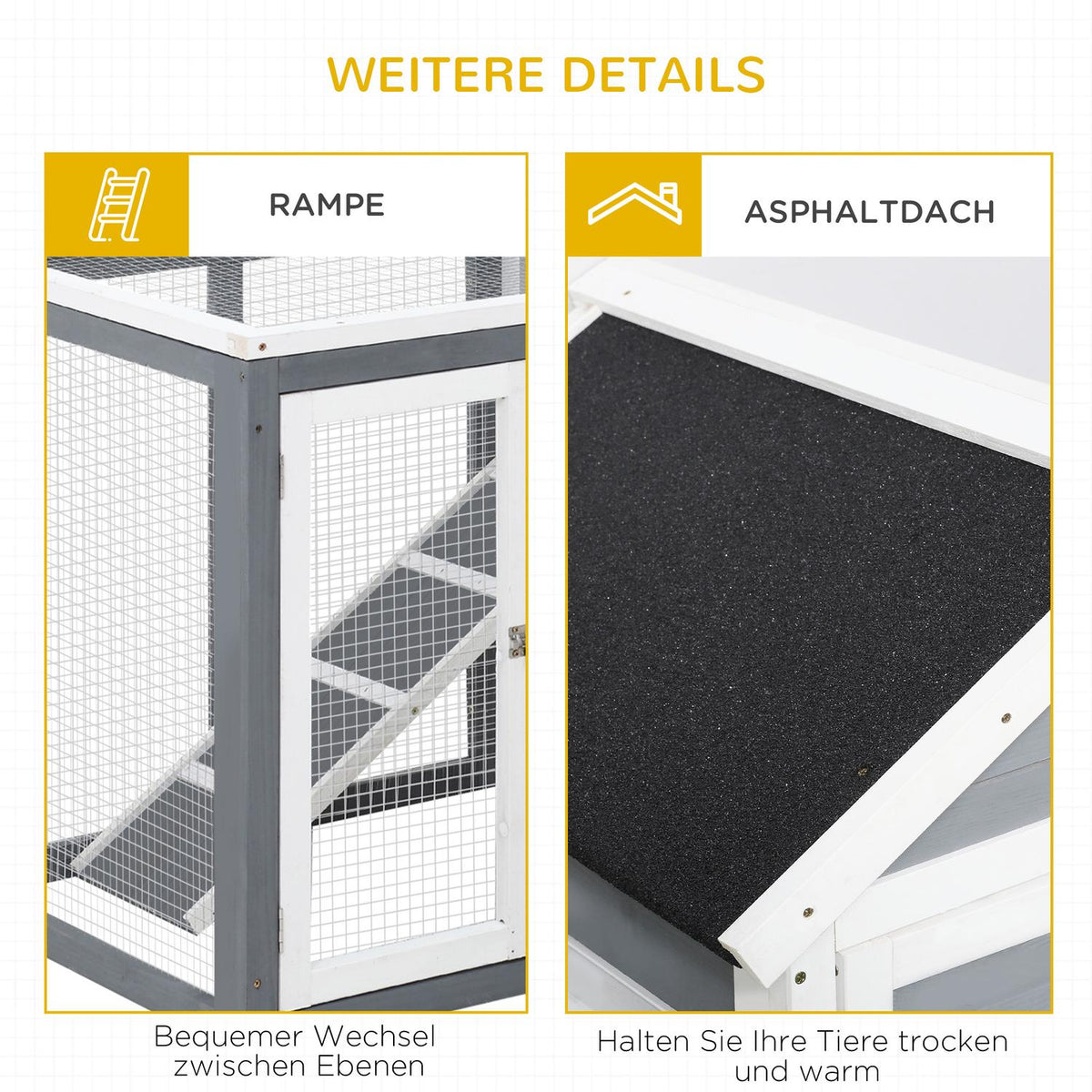 Rabbit Hutch Small Animal Hutch 122X62.6X92Cm Small Animal House Dwarf Rabbit Hutch Removable Floor Tray And Ramp